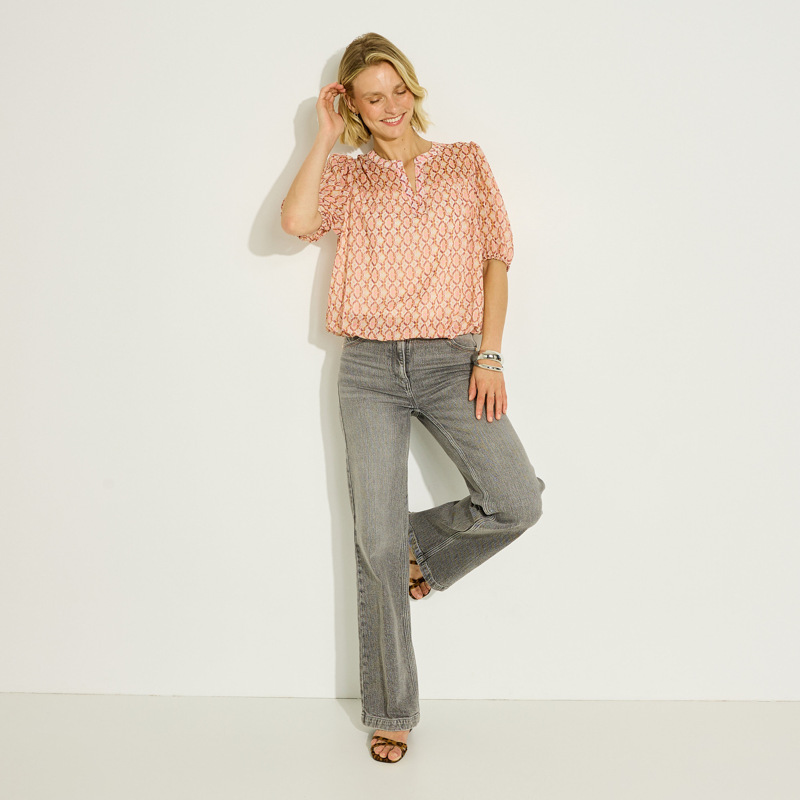 Blouse imprim&eacute;e fluide femme