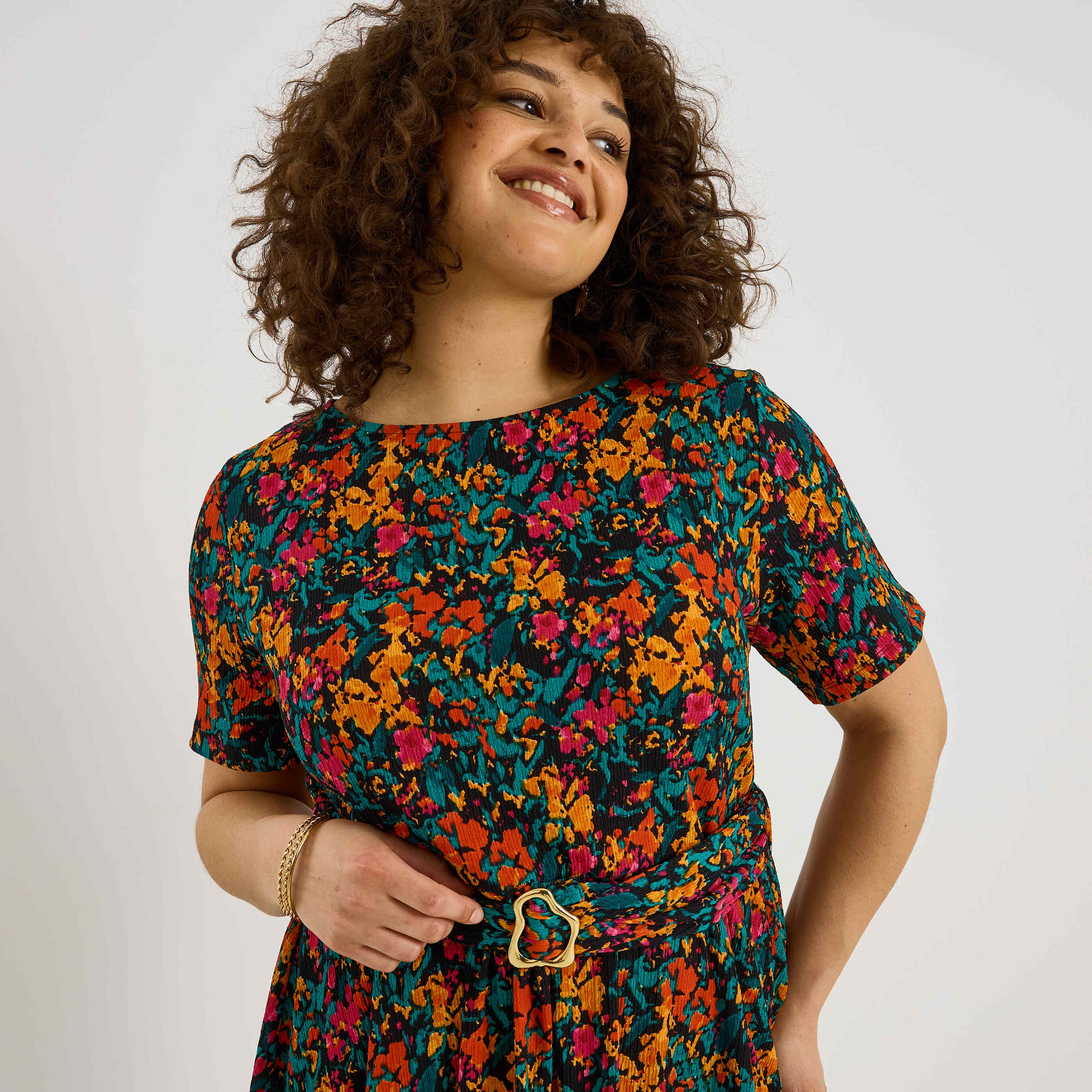 Robe longue en maille imprim&eacute;e