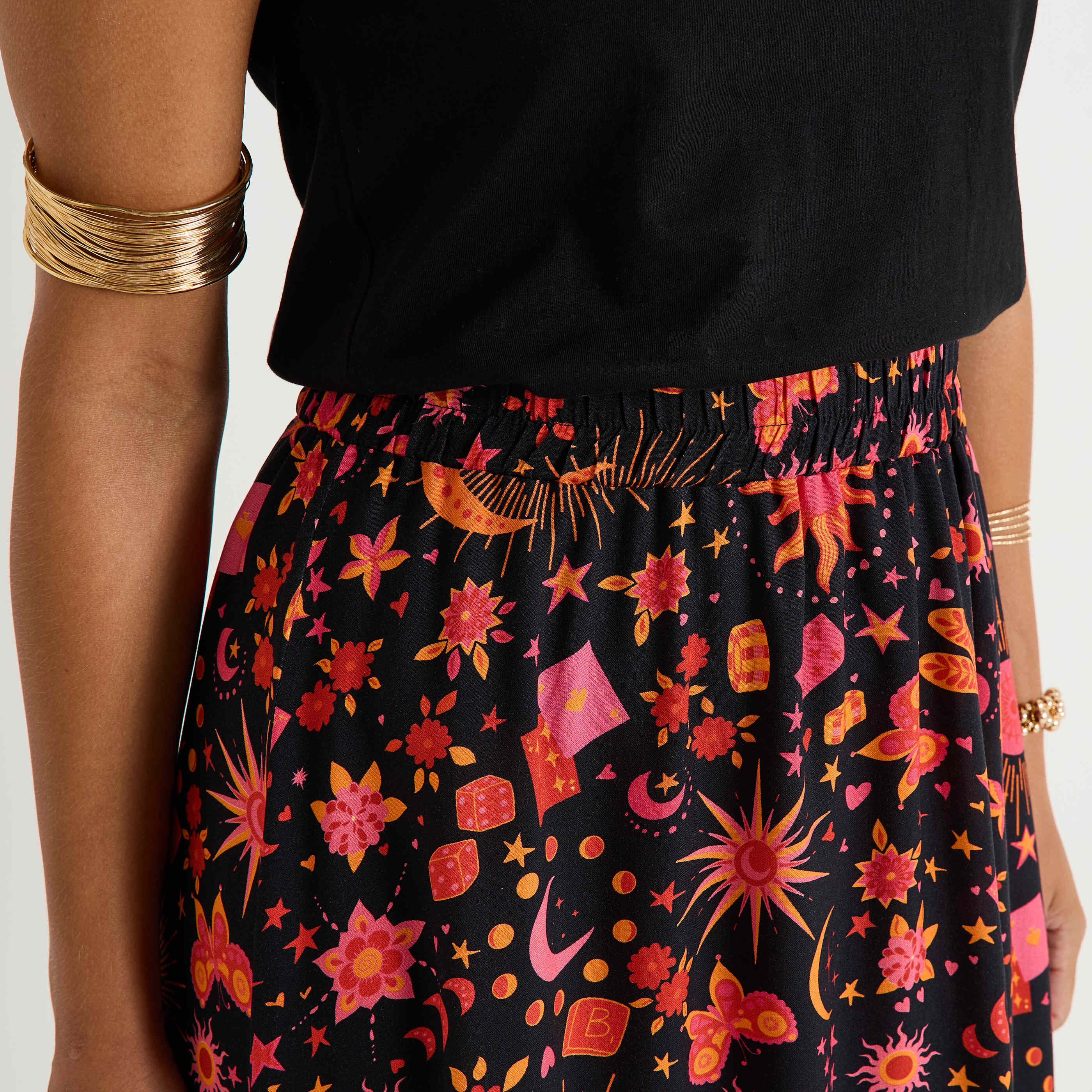 Jupe longue fluide imprim&eacute;e