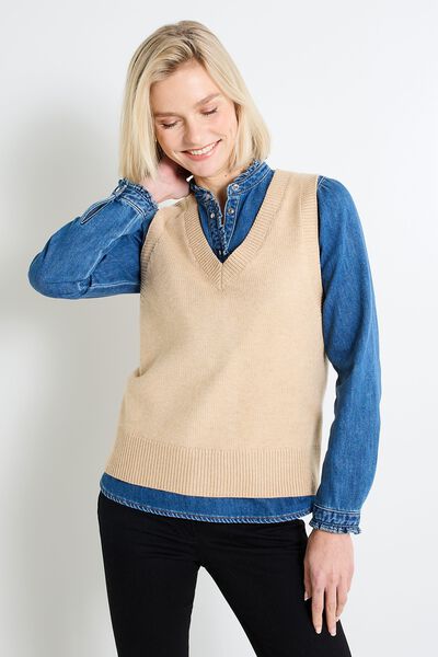Pull col V femme
