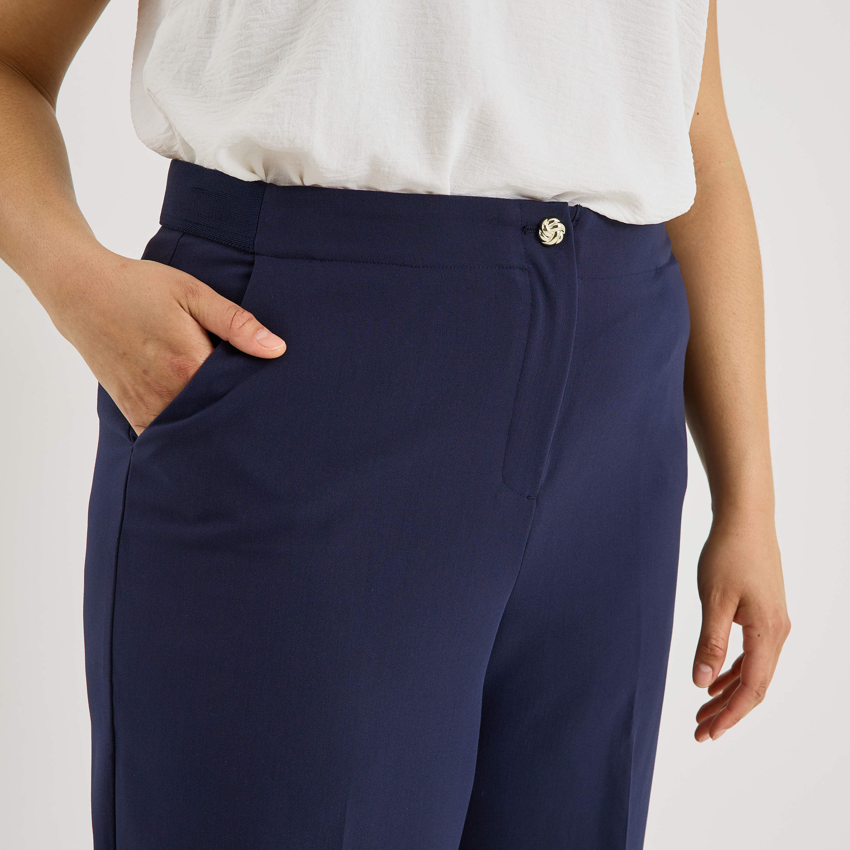 Pantalon large taille &eacute;lastiqu&eacute;e femme