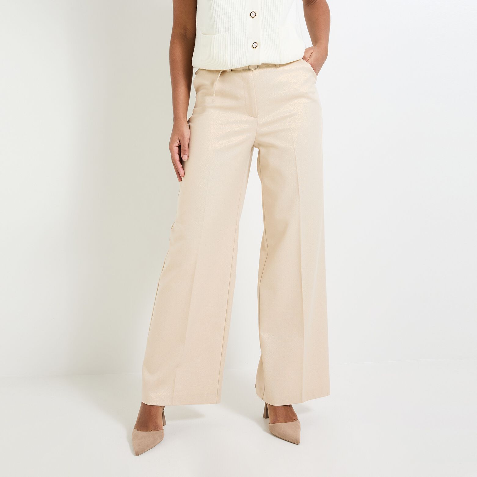 Pantalon large pailleté femme