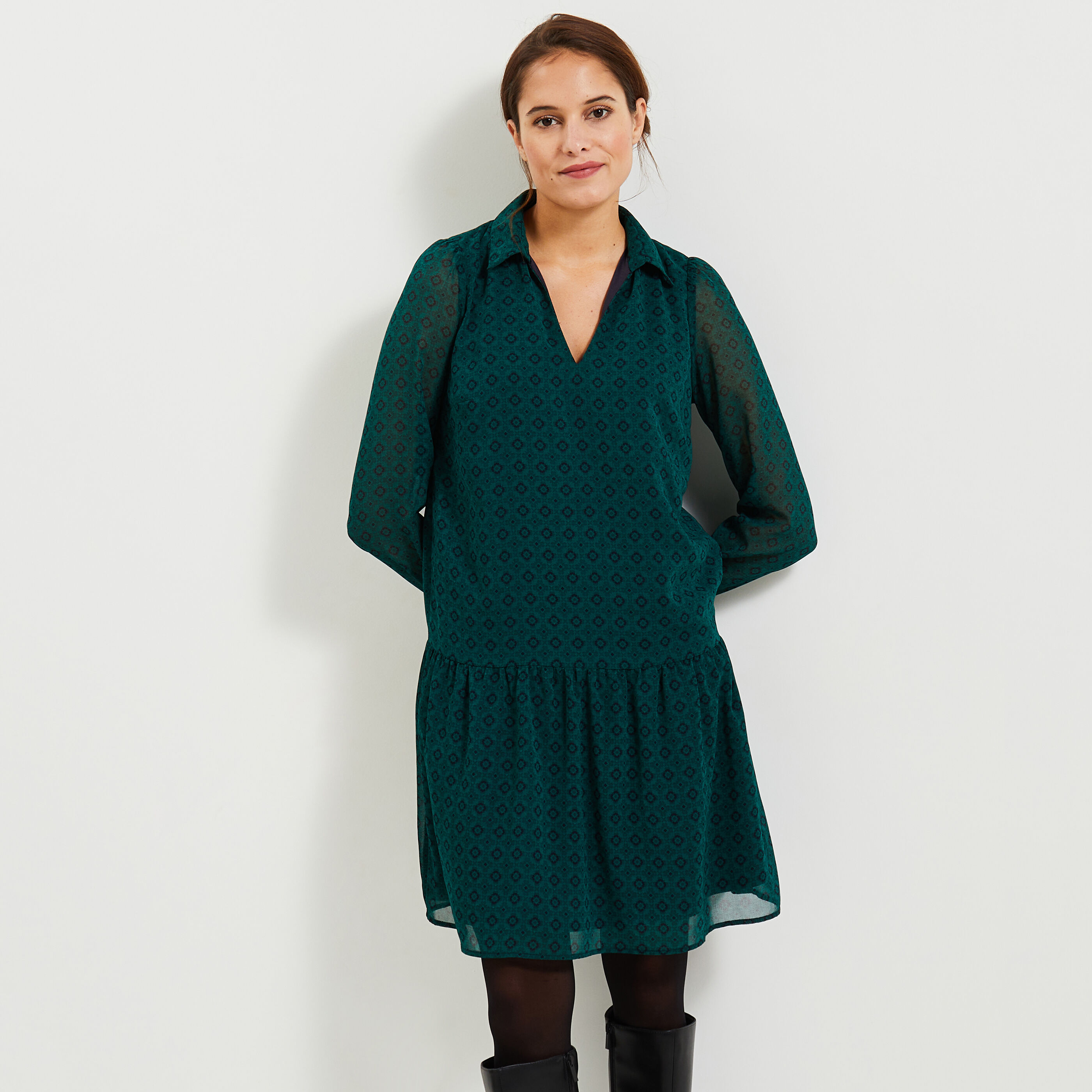 Robe voile habill&eacute;e femme