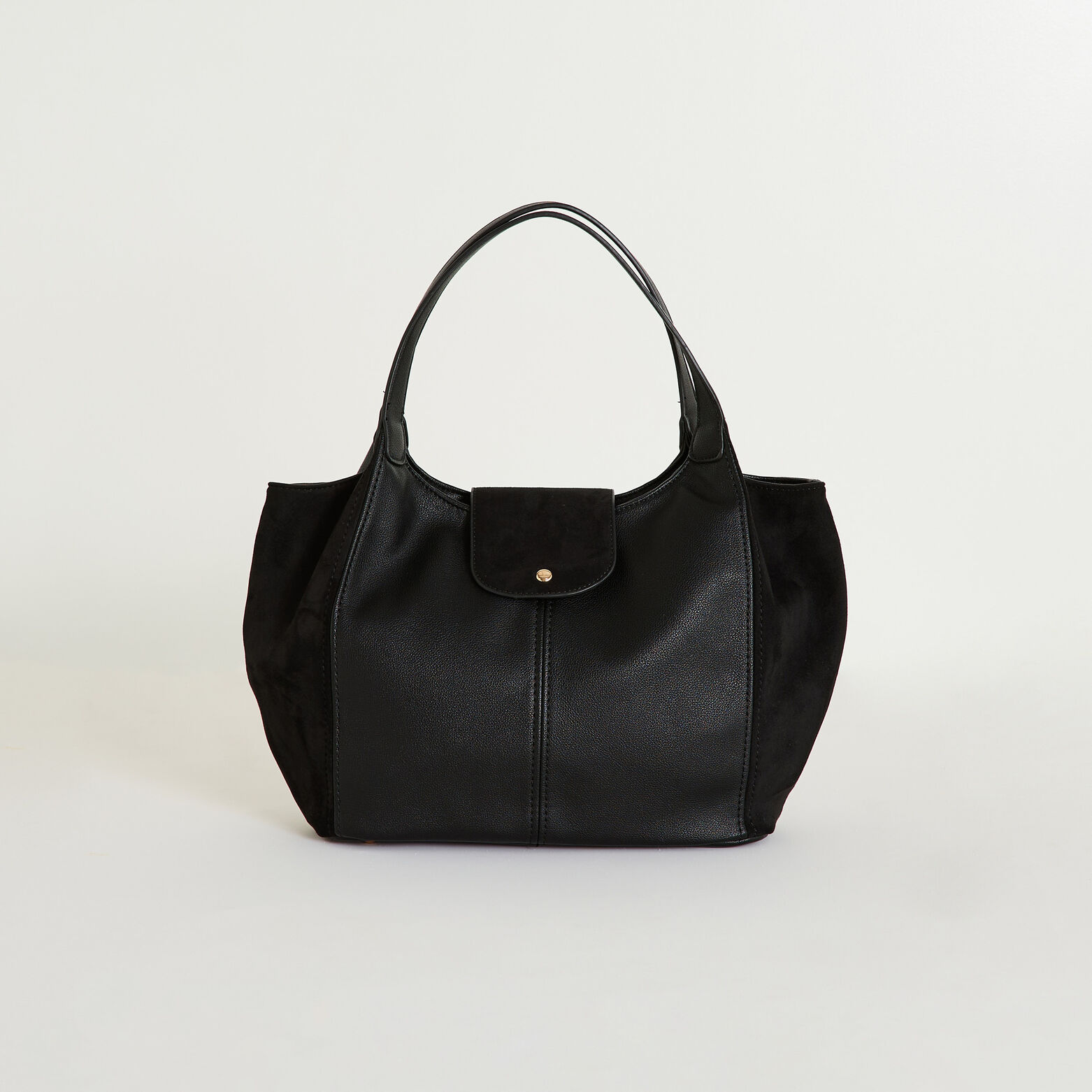 Sac bi-matière à rabat femme
