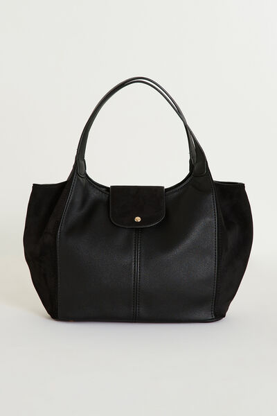 Sac bi-matière à rabat femme