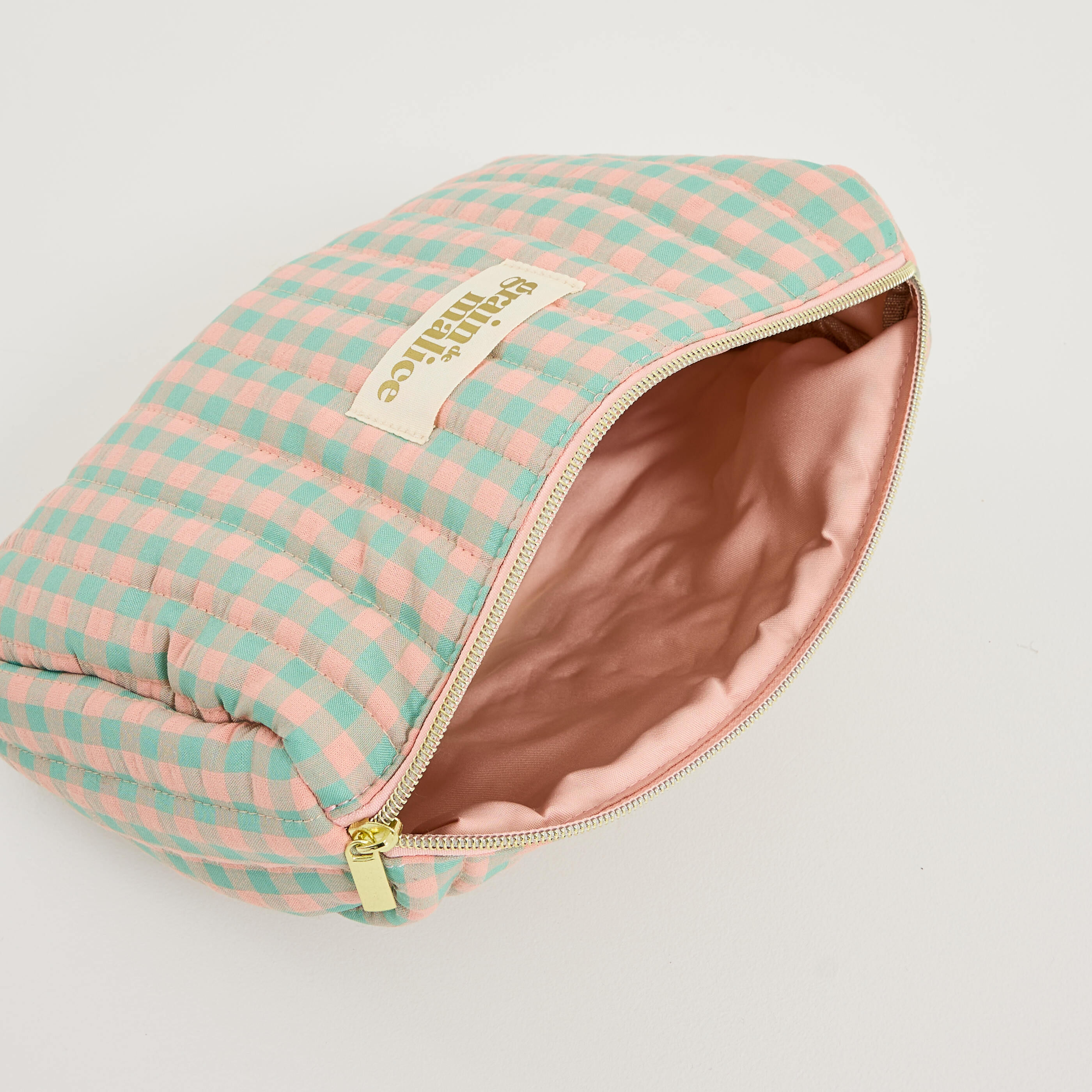 Trousse de toilette en tissu vichy femme