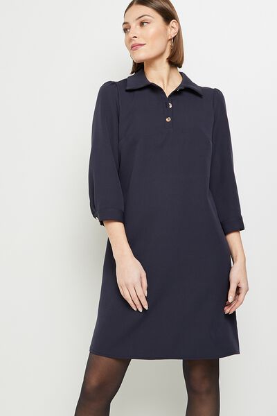 Robe unie col polo femme
