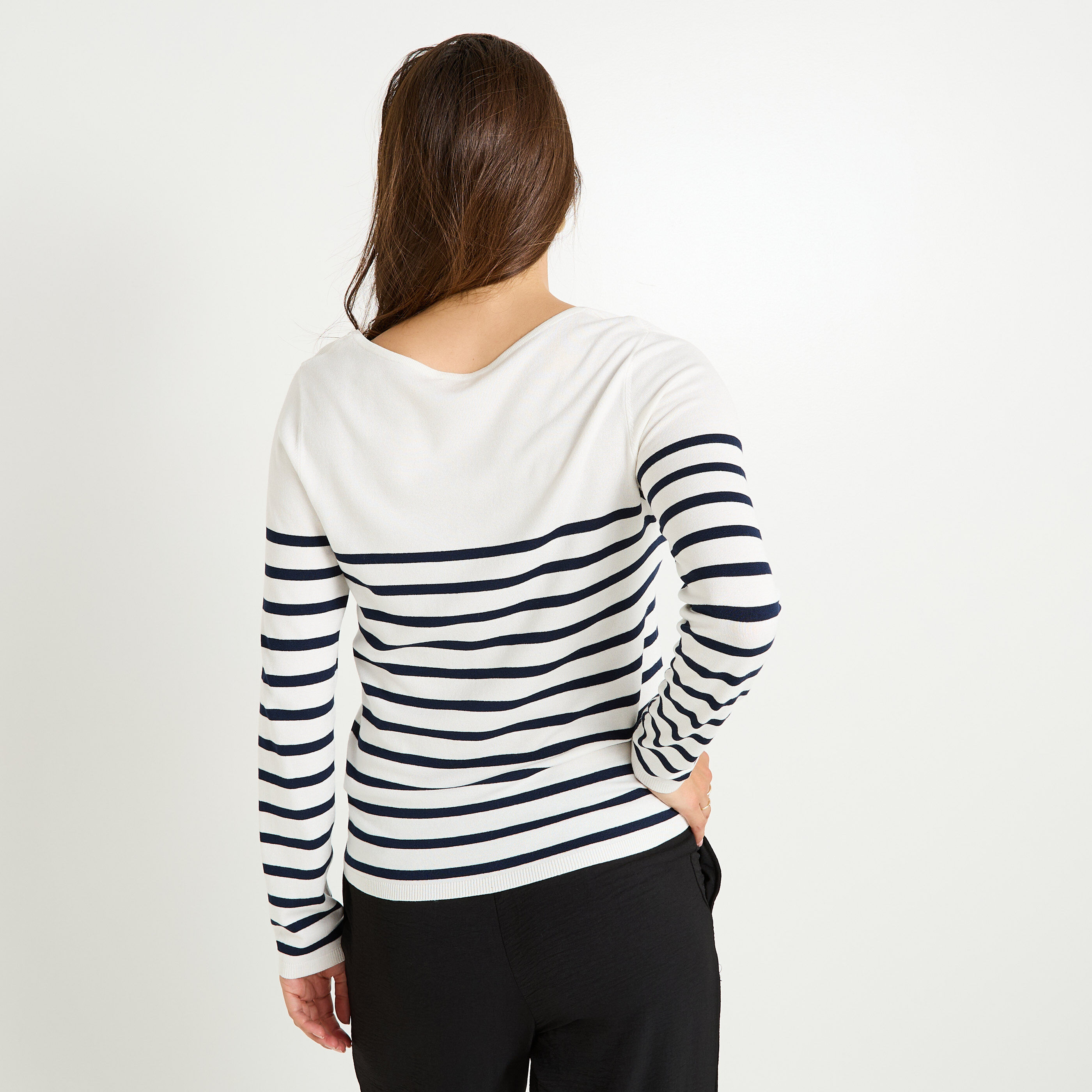 Pull col V guipure femme