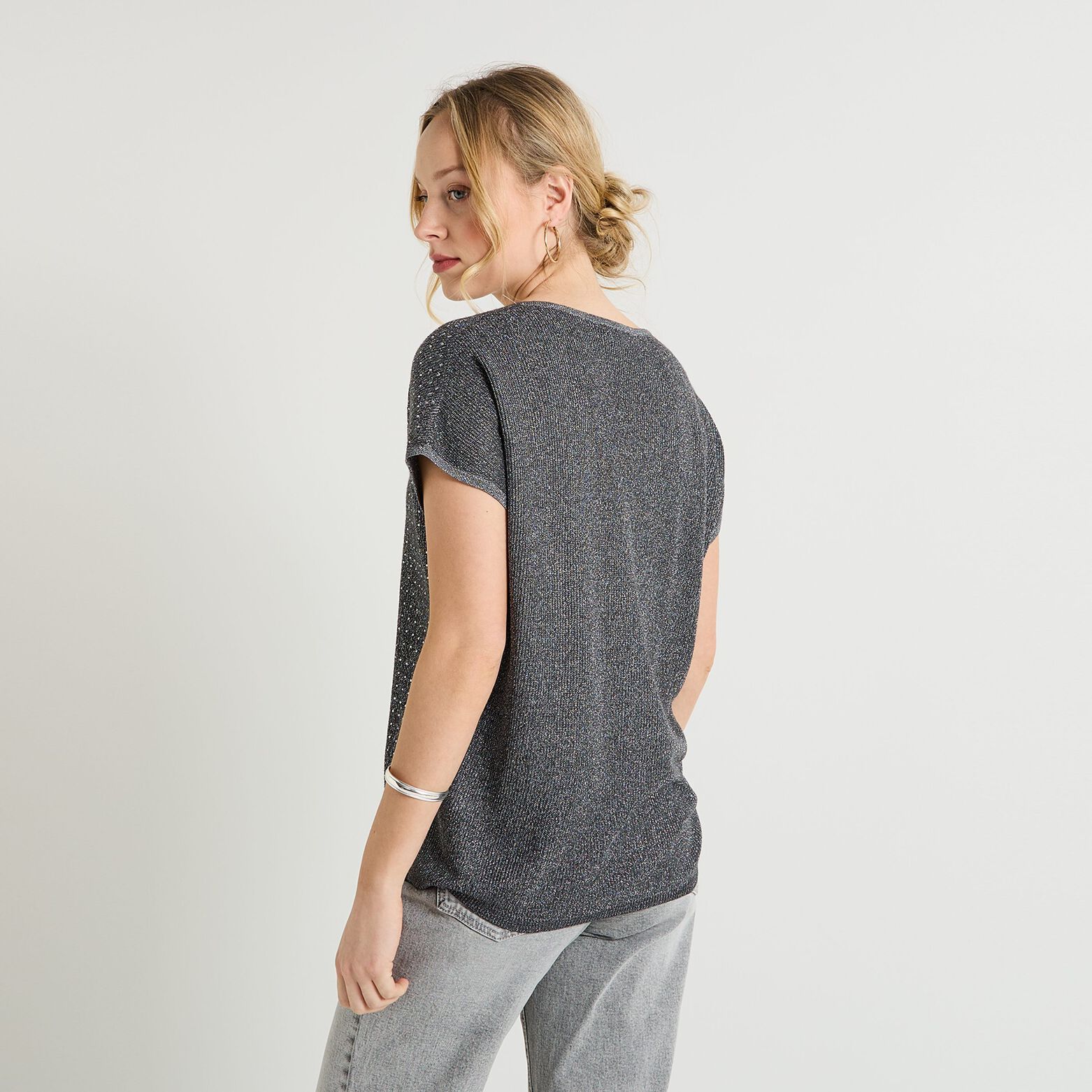 Pull col V femme