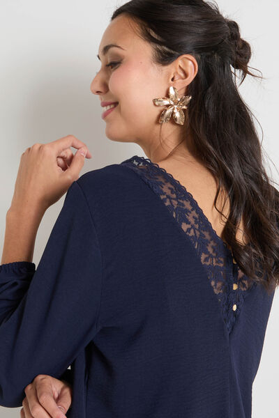 Blouse col V manches longues femme