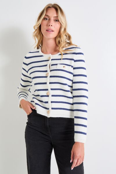 Gilet court rayé femme