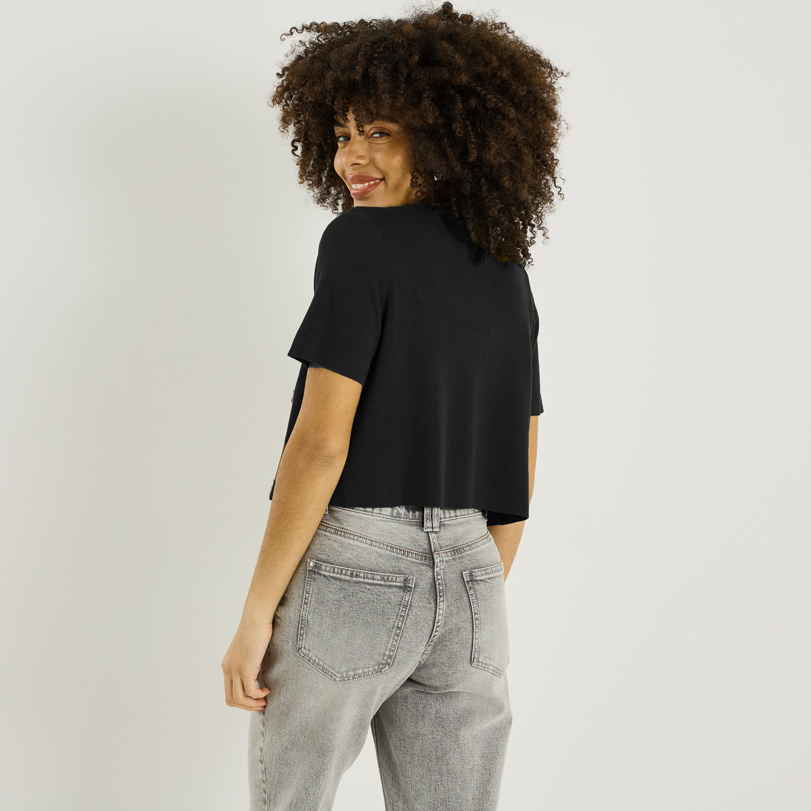 Gilet manches courtes &agrave; bouton femme