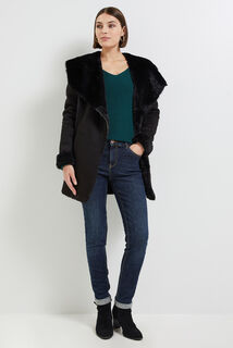 Manteau effet peau lainée femme