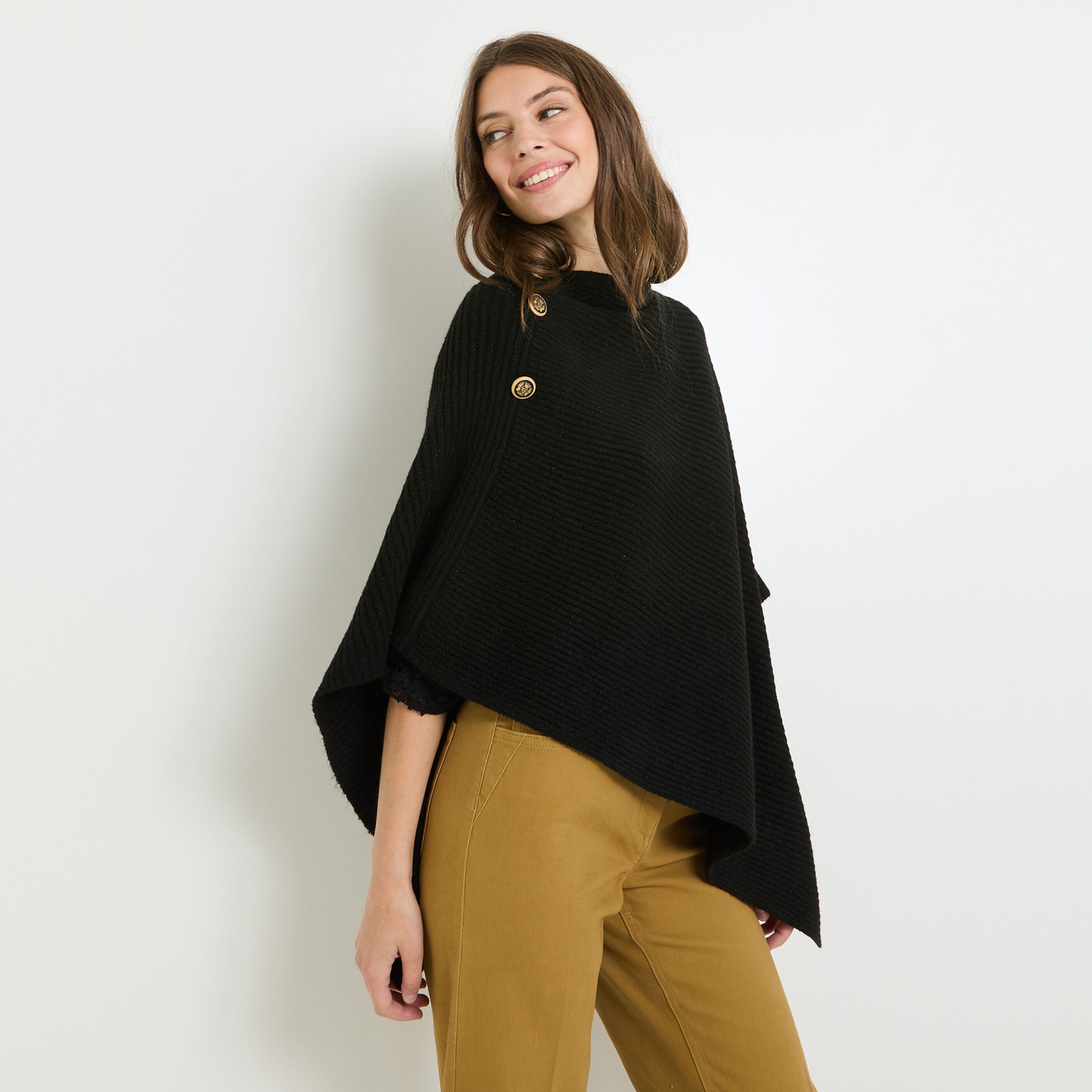 Poncho femme NOIR Graindemalice
