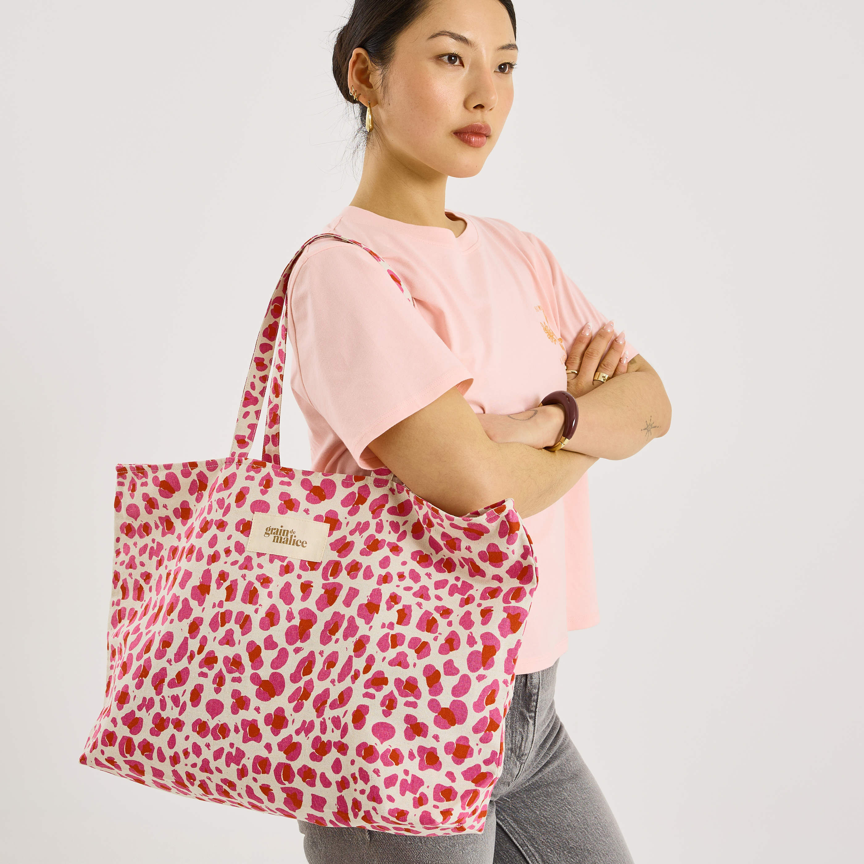 Tote bag imprim&eacute; l&eacute;opard femme