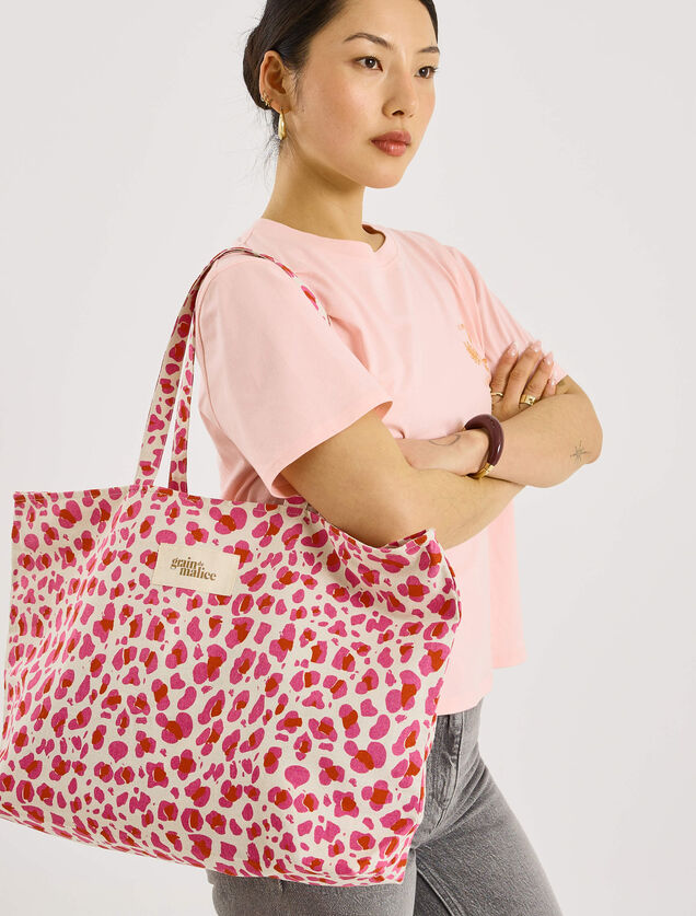 Tote bag imprim&eacute; l&eacute;opard femme