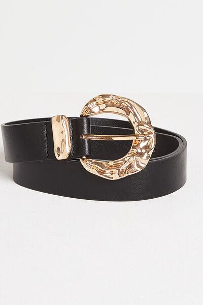 Ceinture noire boucle métal femme