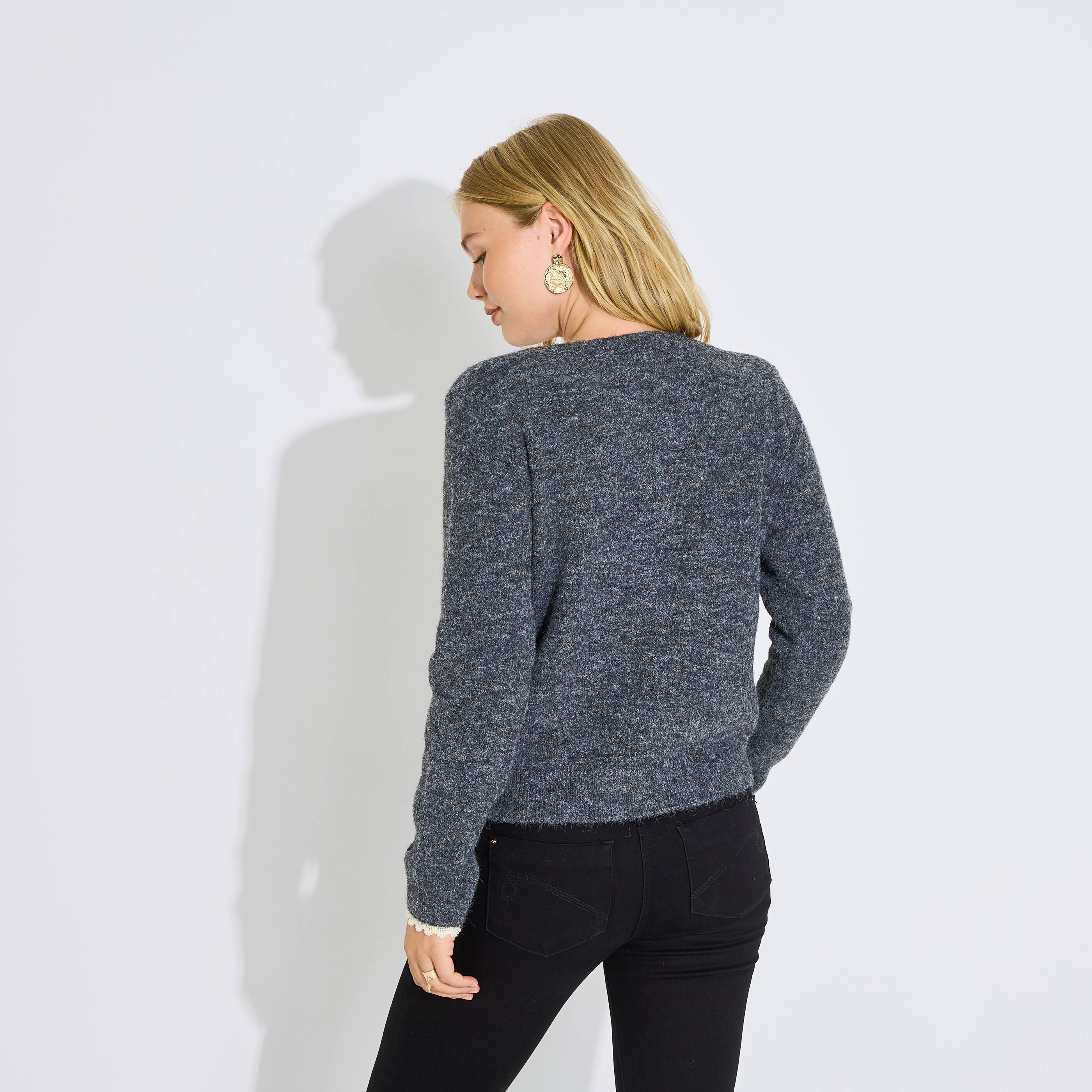 Gilet col rond femme