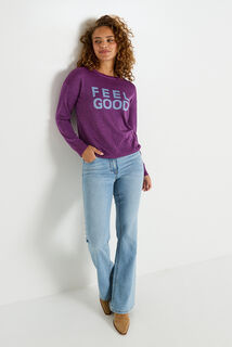 Pull brillant à manches longues femme