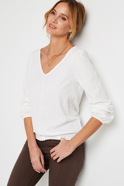 T-shirt uni col V femme
