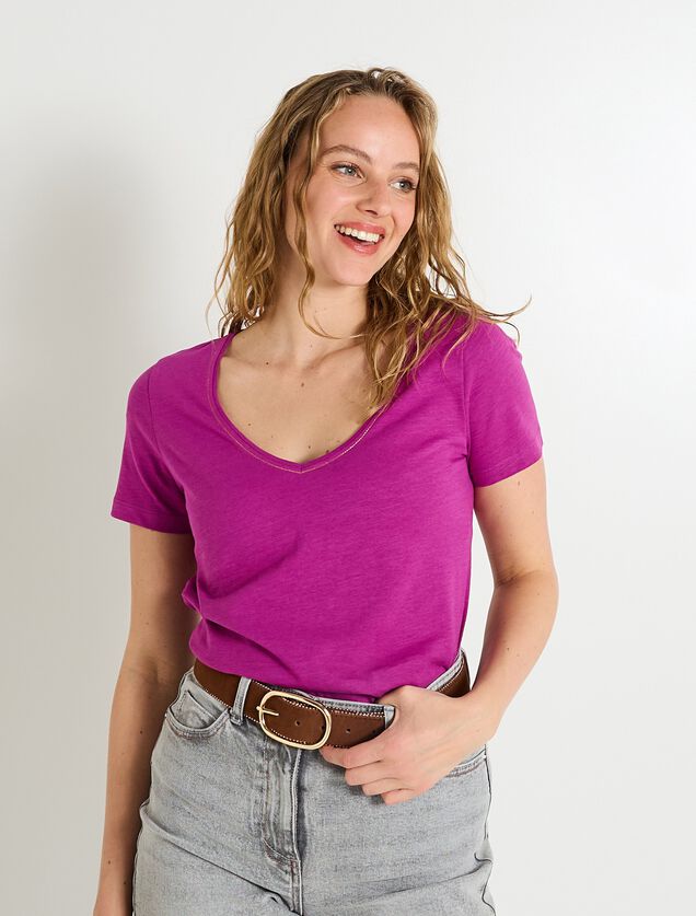T-shirt col V femme