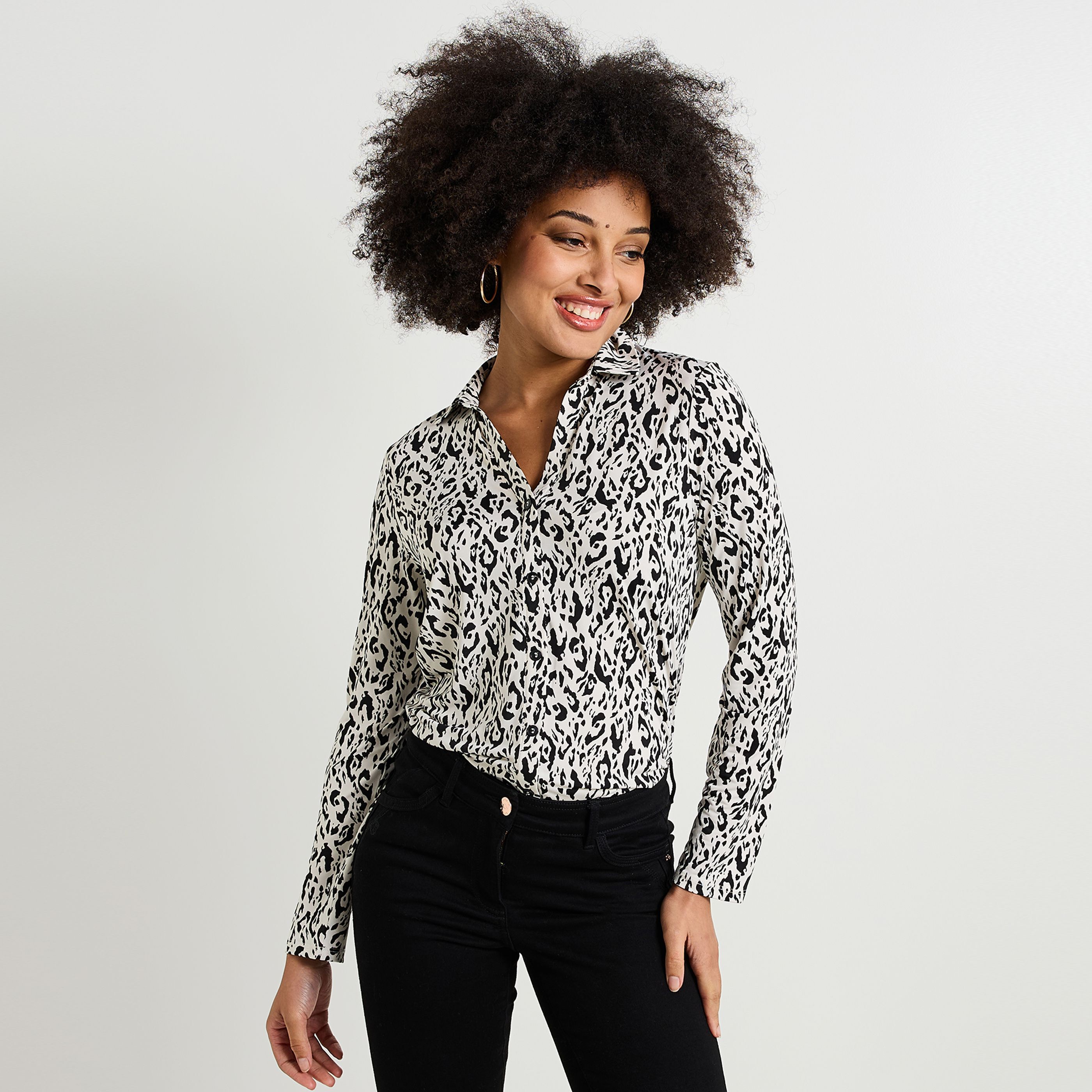Chemise imprim&eacute; l&eacute;opard femme