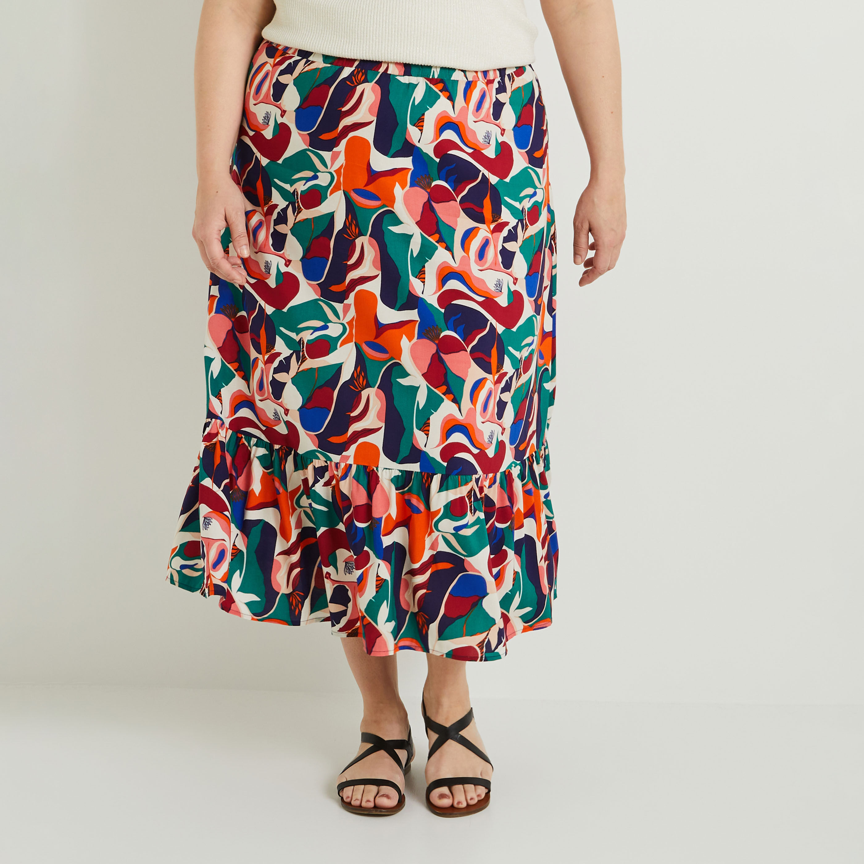 Jupe longue imprim&eacute;e femme