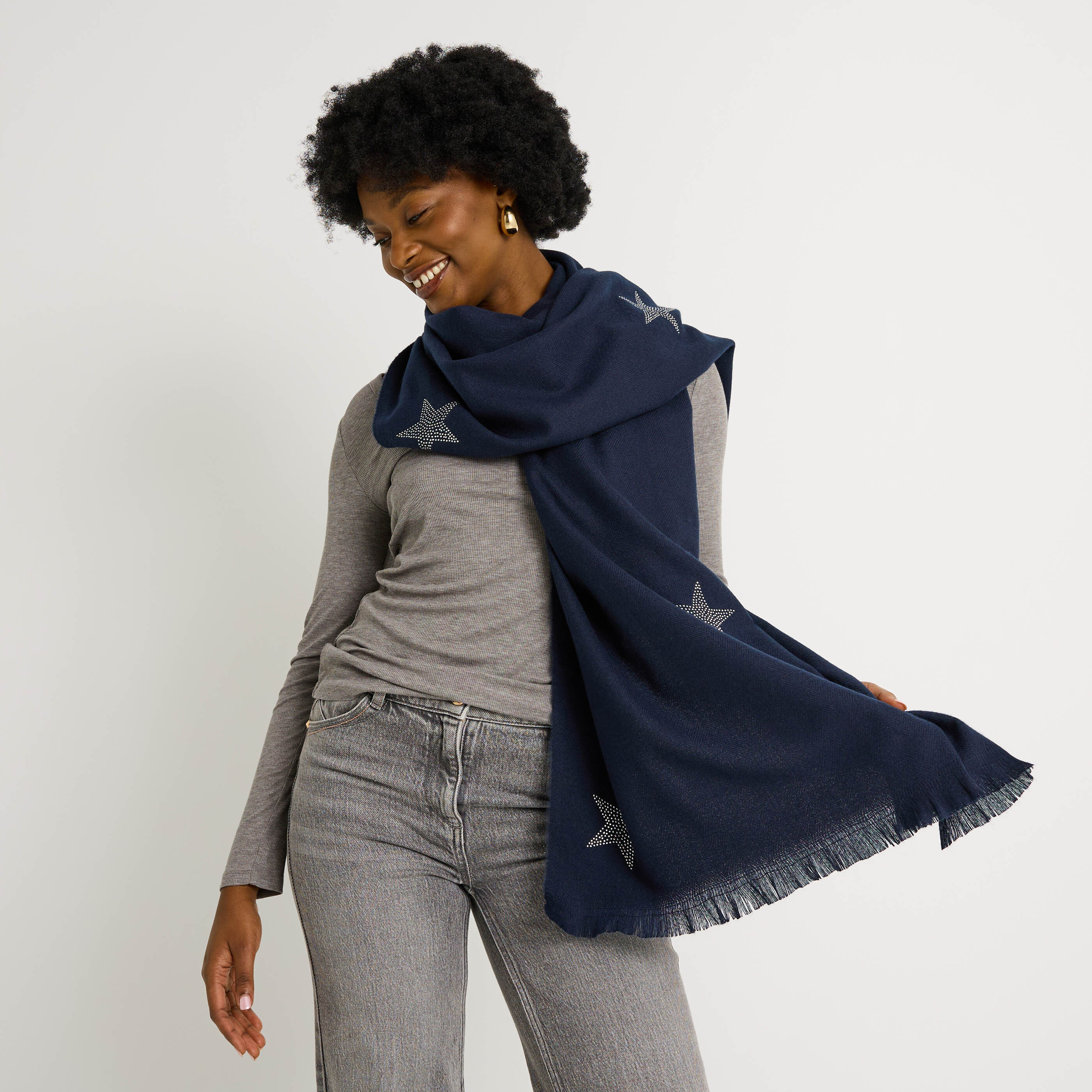 &Eacute;charpe motif &eacute;toil&eacute; femme