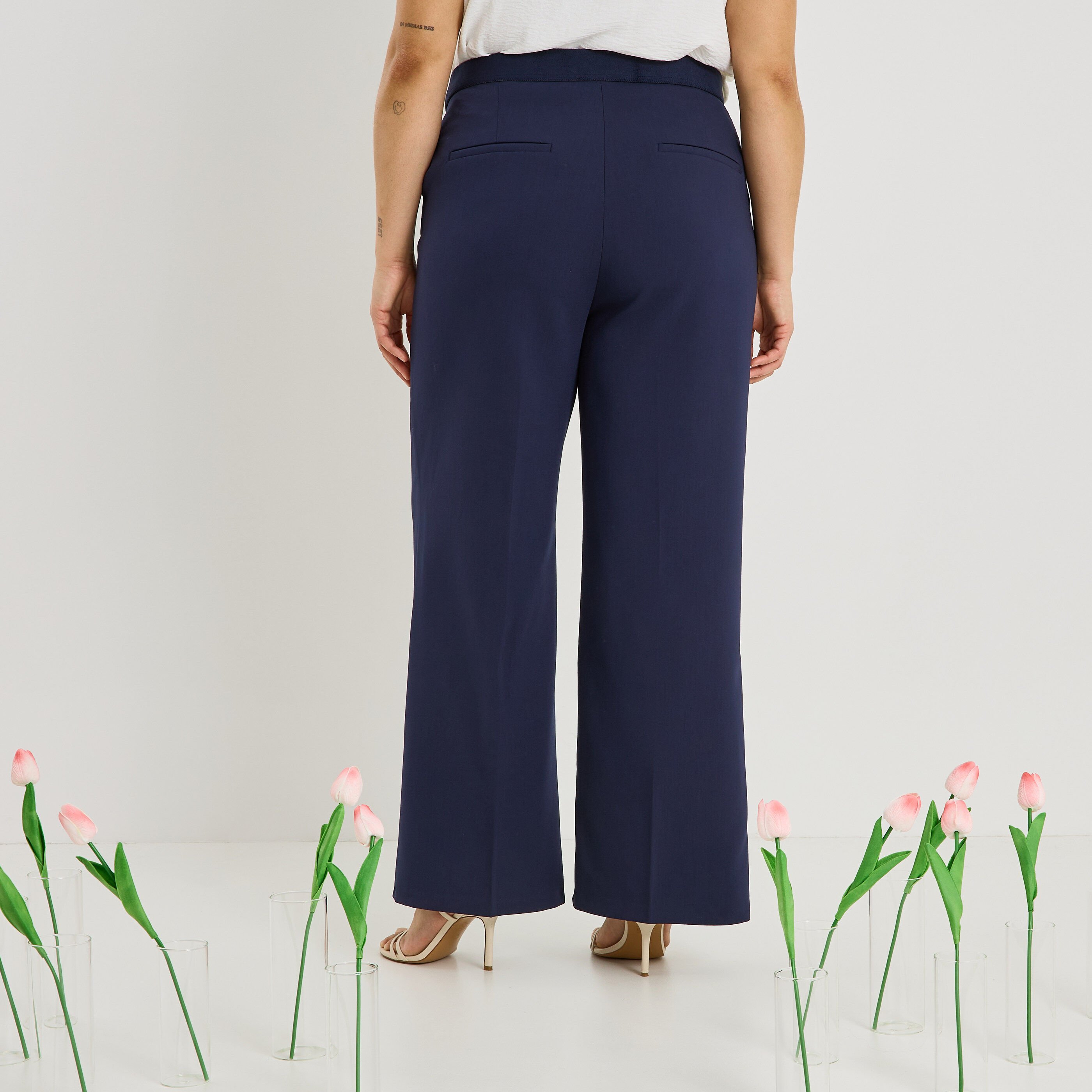 Pantalon large taille &eacute;lastiqu&eacute;e femme
