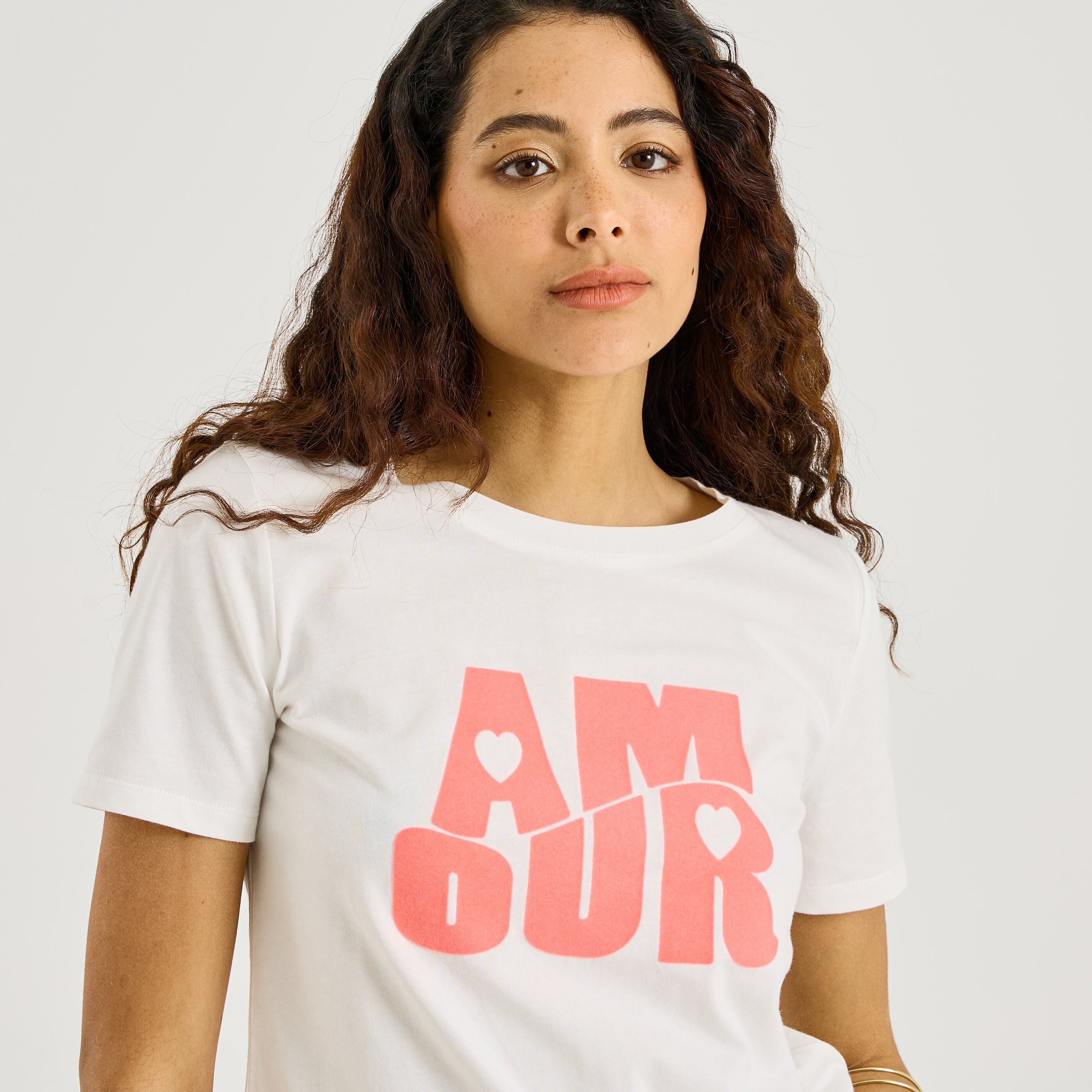 T-shirt col rond imprim&eacute; femme