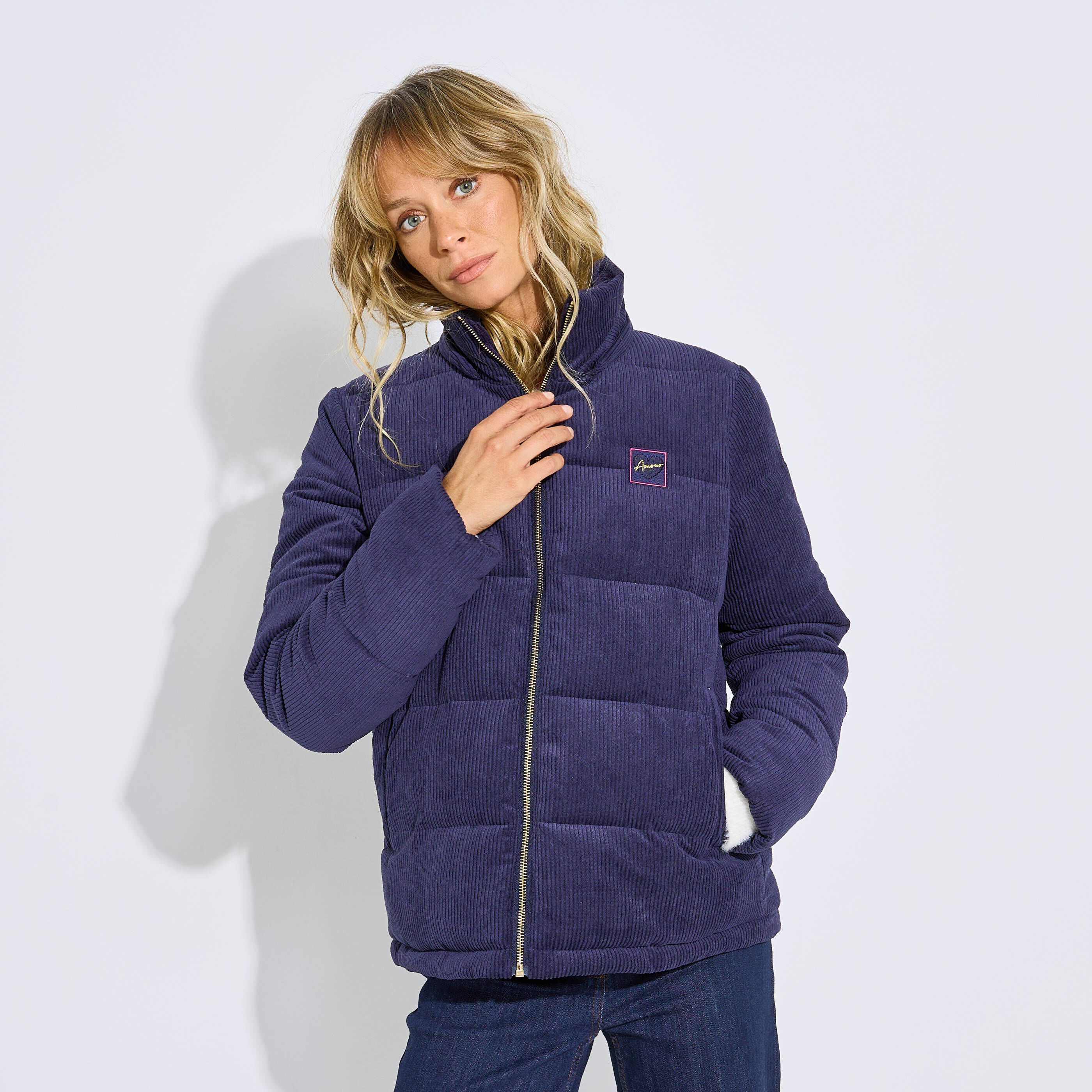 Doudoune courte velours femme