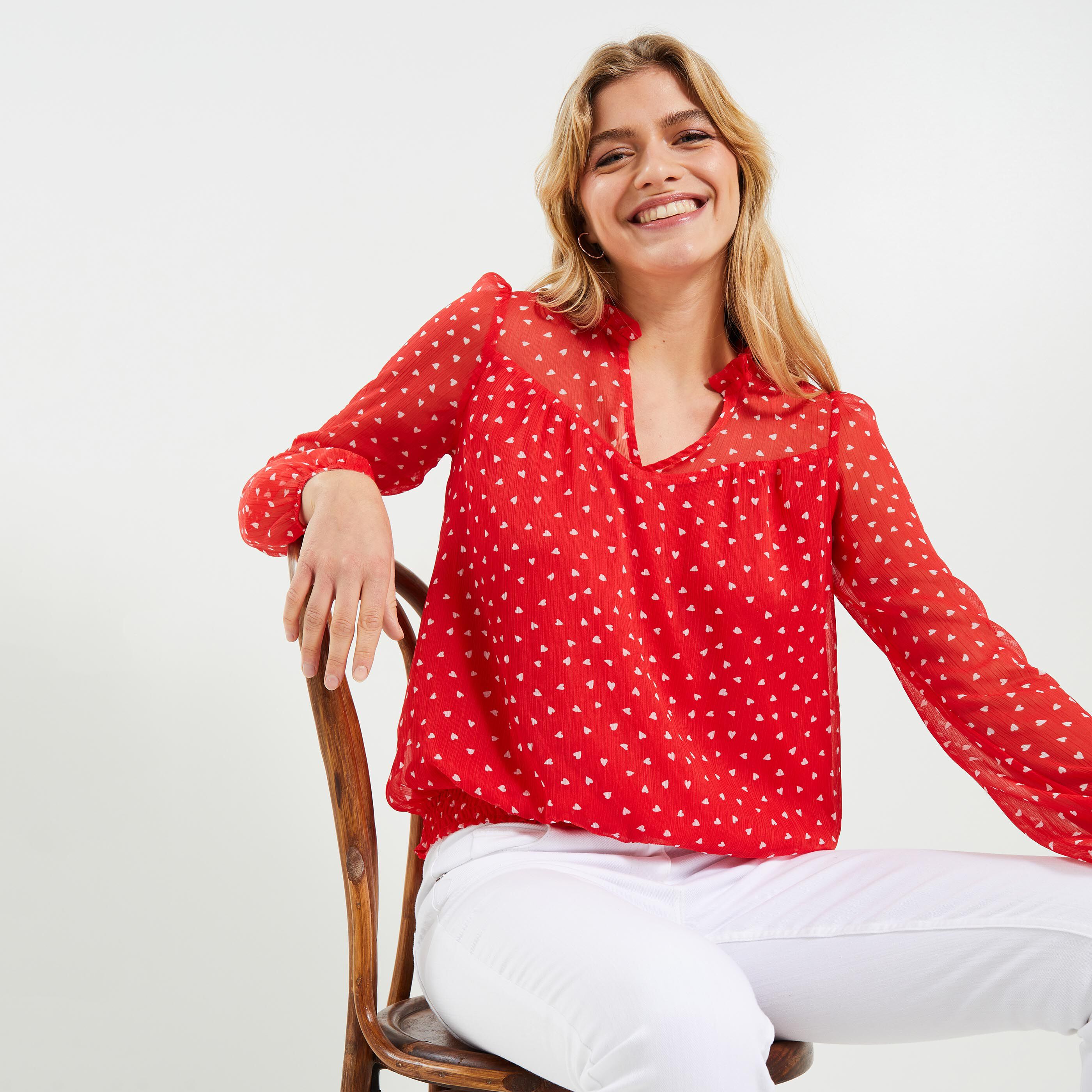 Blouse col on sale v femme