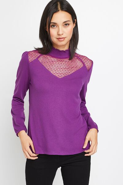 T-shirt col smocké femme
