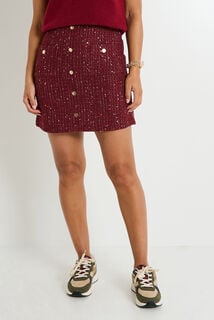 Jupe trapèze courte en tweed
