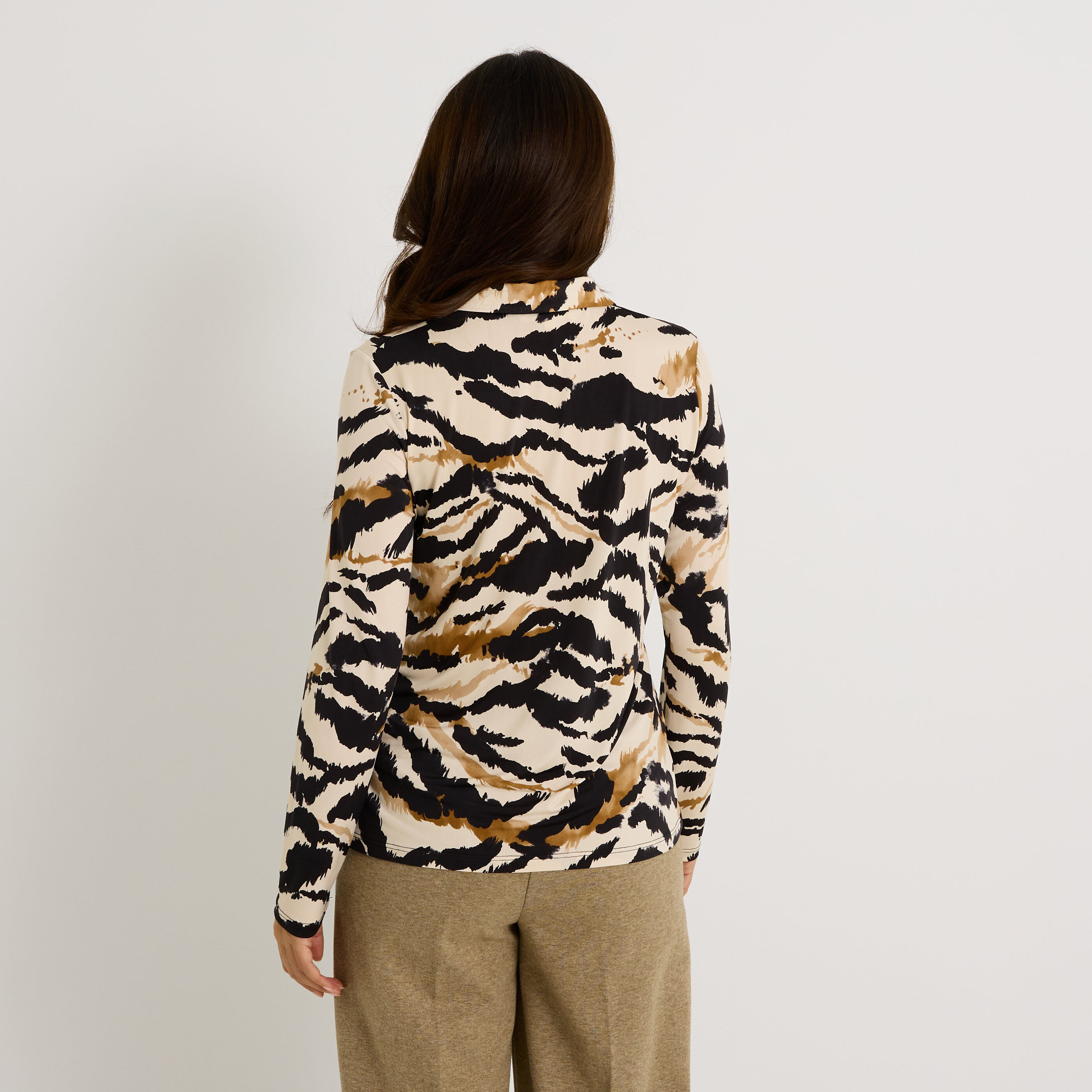 Chemise en maille imprim&eacute;e femme