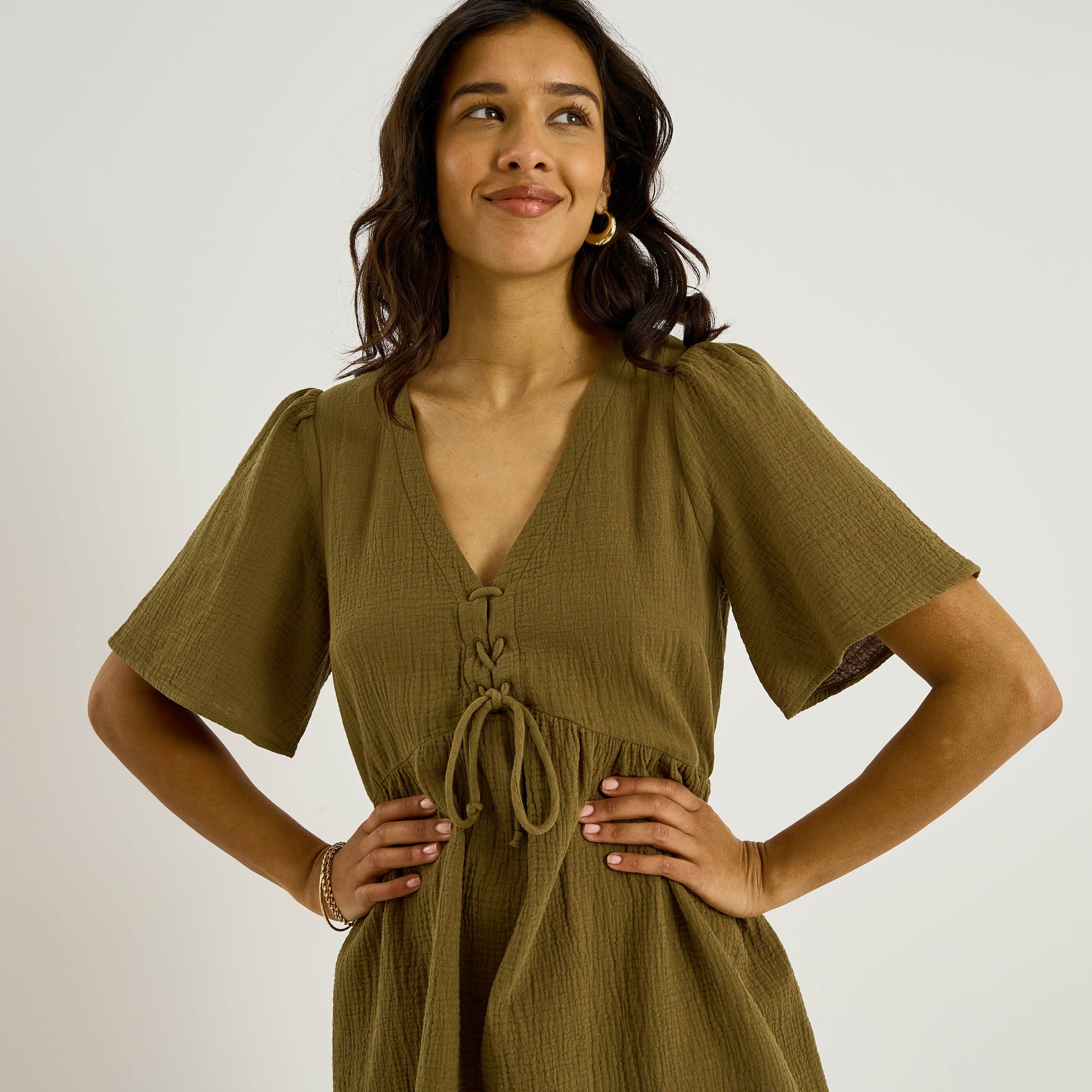 Robe courte en gaze de coton