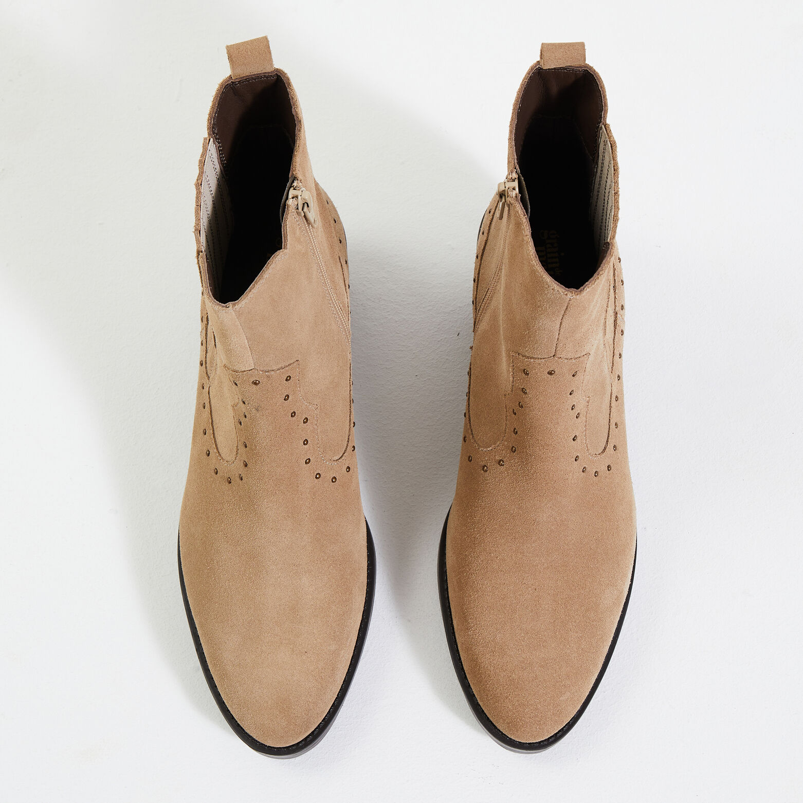 Bottines cuir style santiags