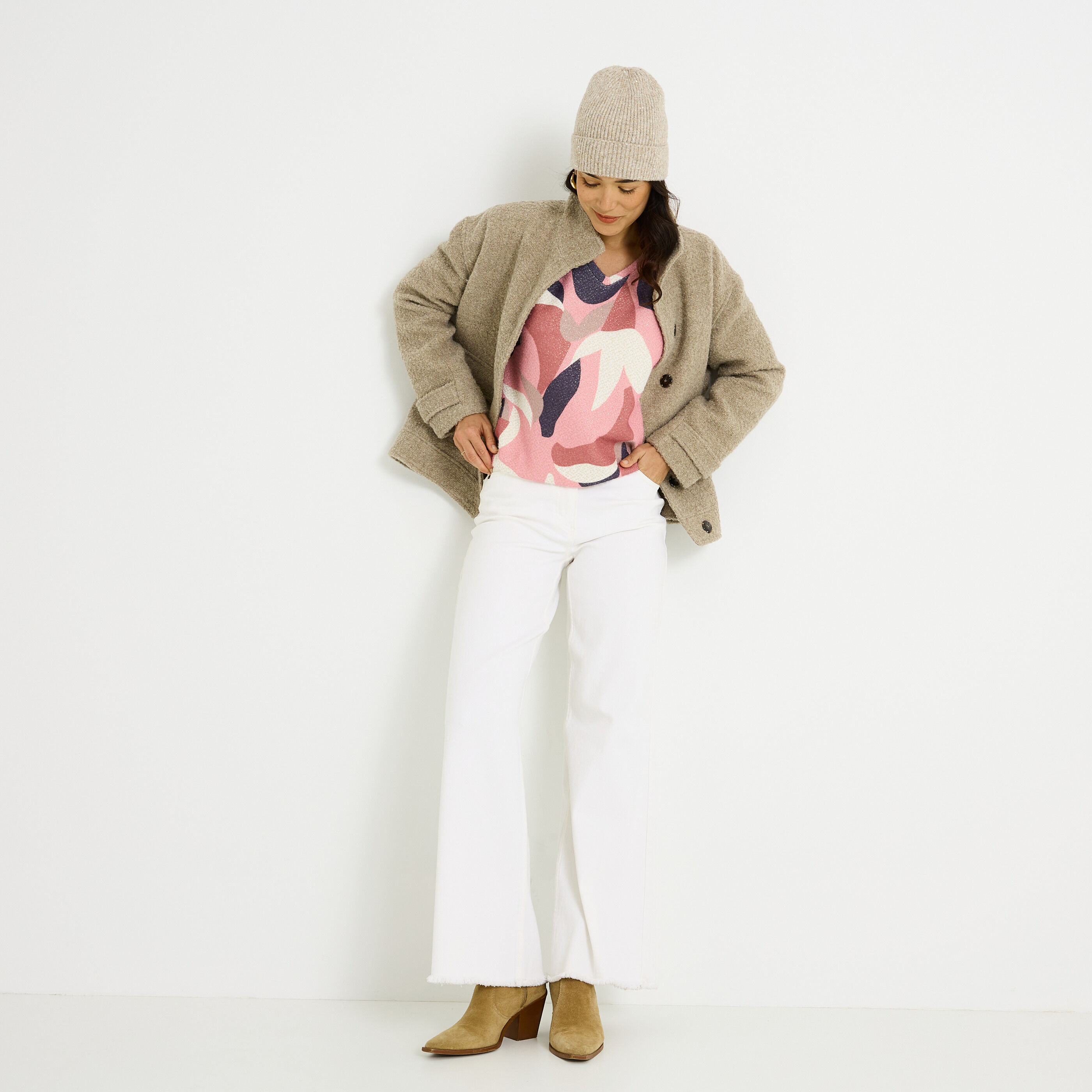 T-shirt manches longues imprim&eacute; femme