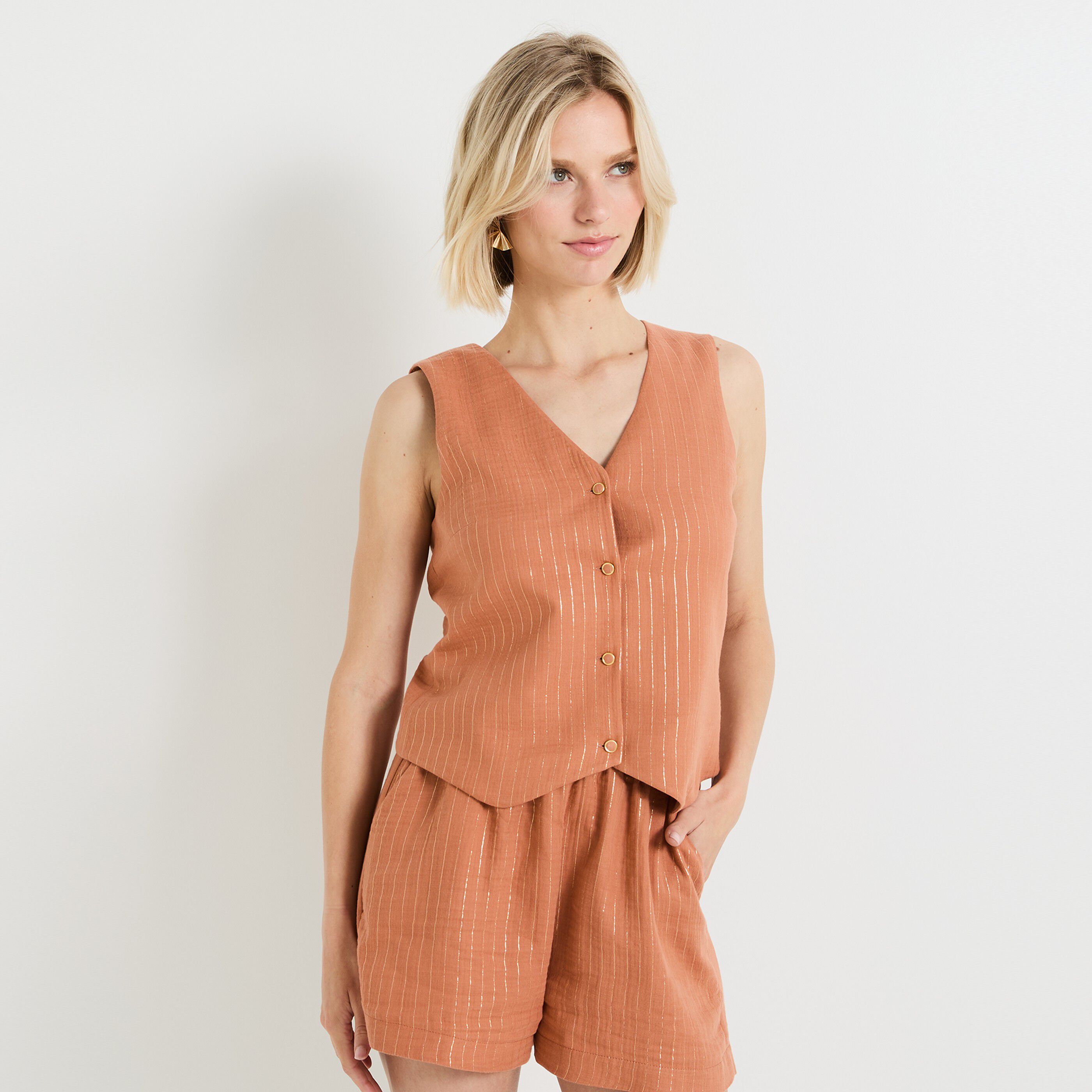 Gilet gaze de coton femme