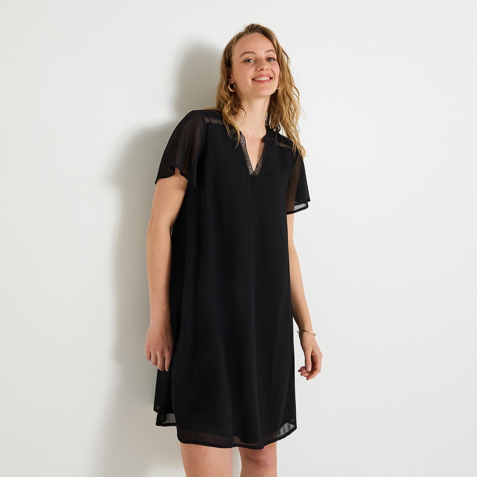 Robe col V femme