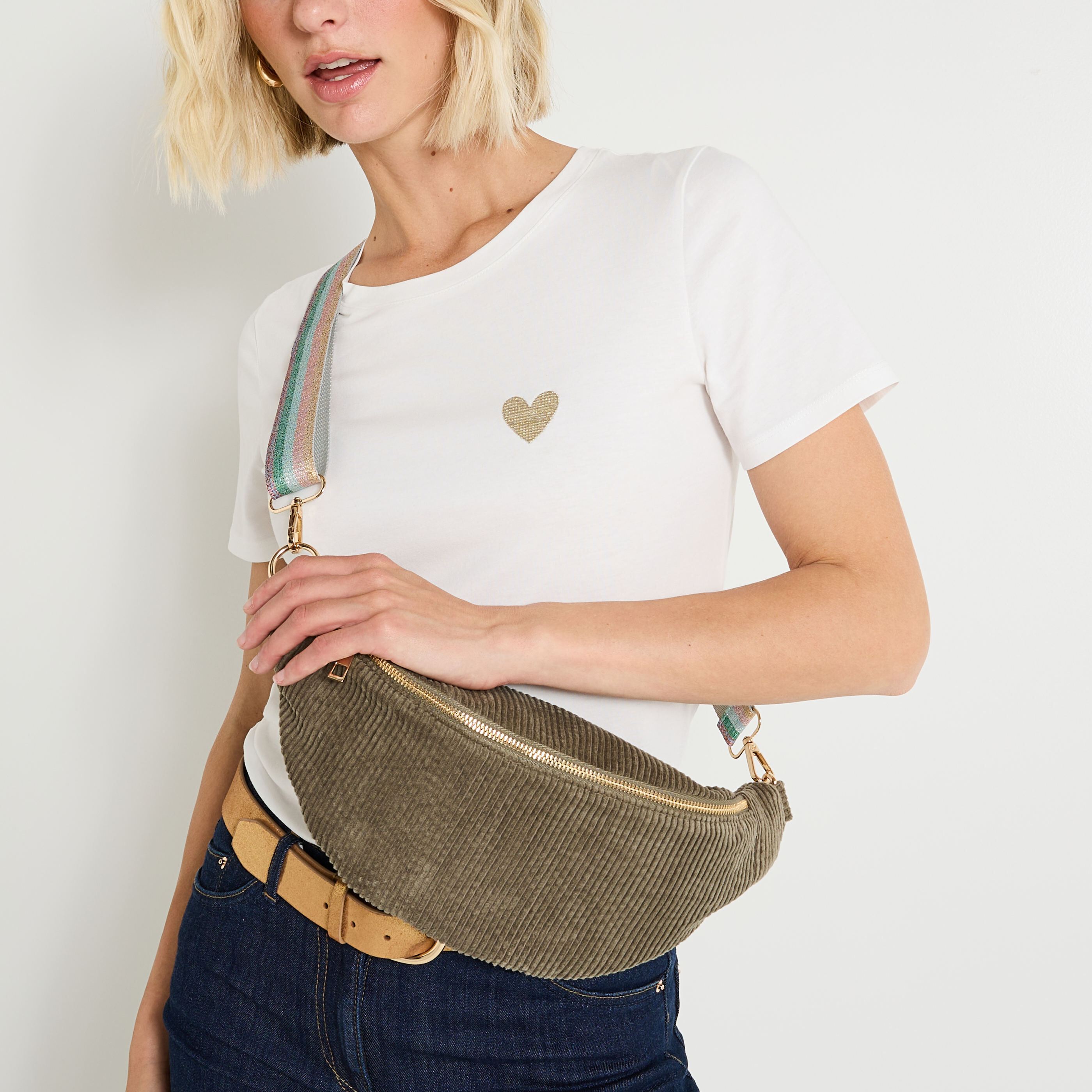 Sac banane uni en velours 