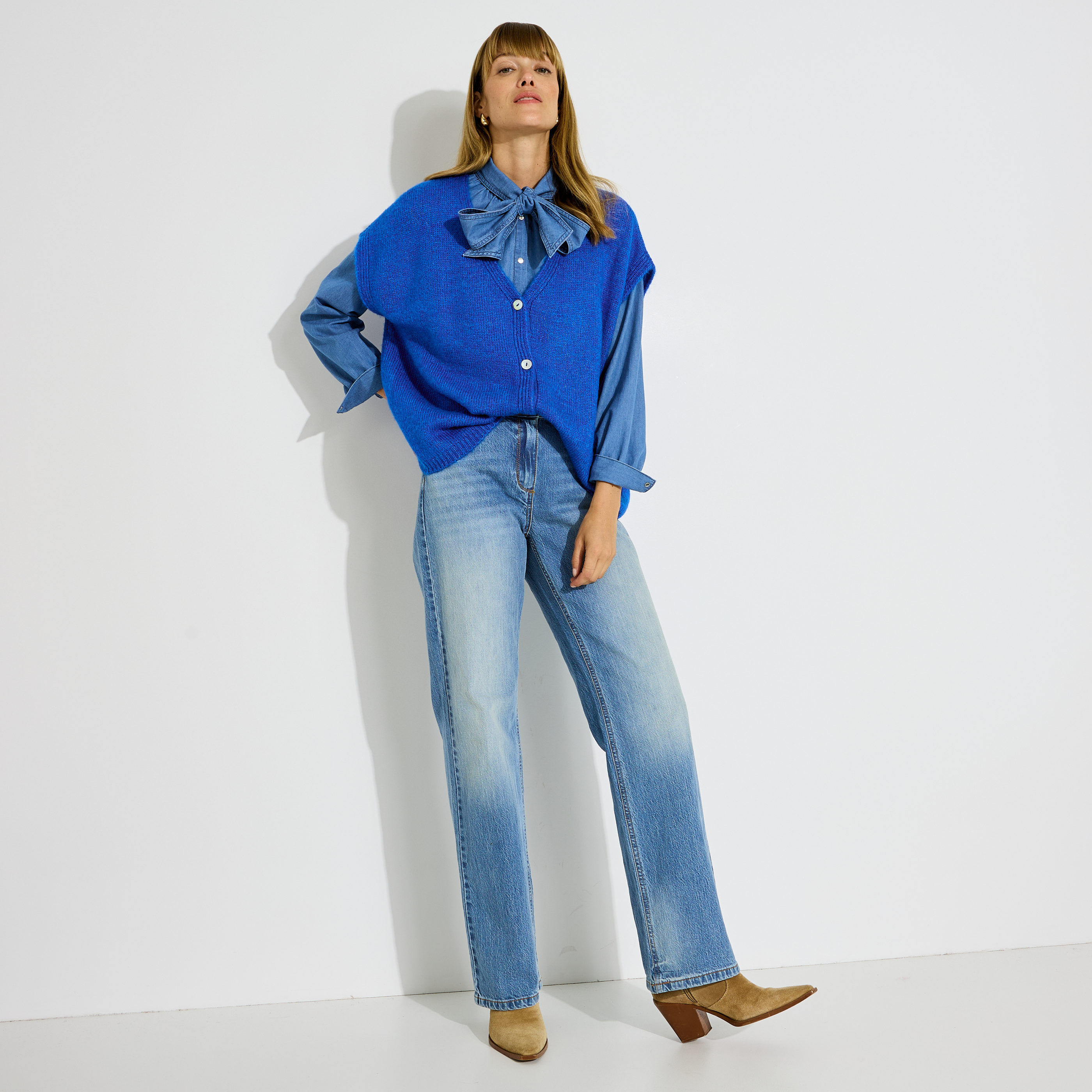 Gilet col V femme