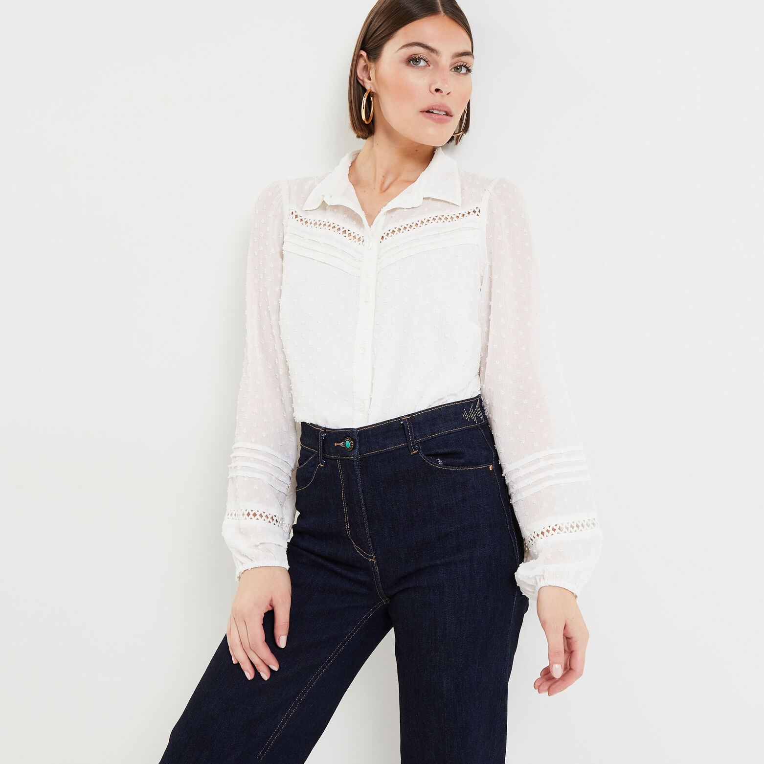 Chemisier plumetis femme