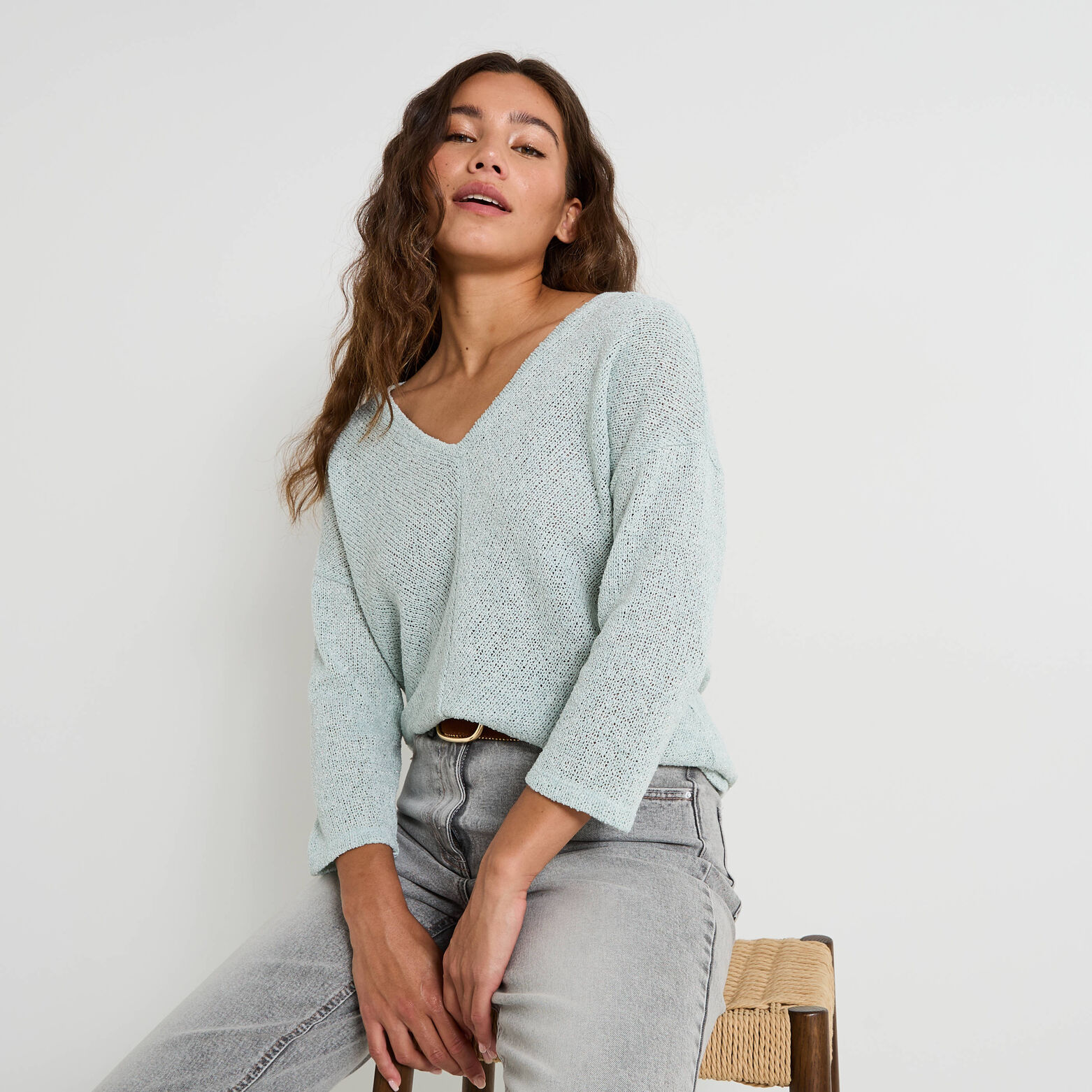 T-shirt en maille pailletée femme