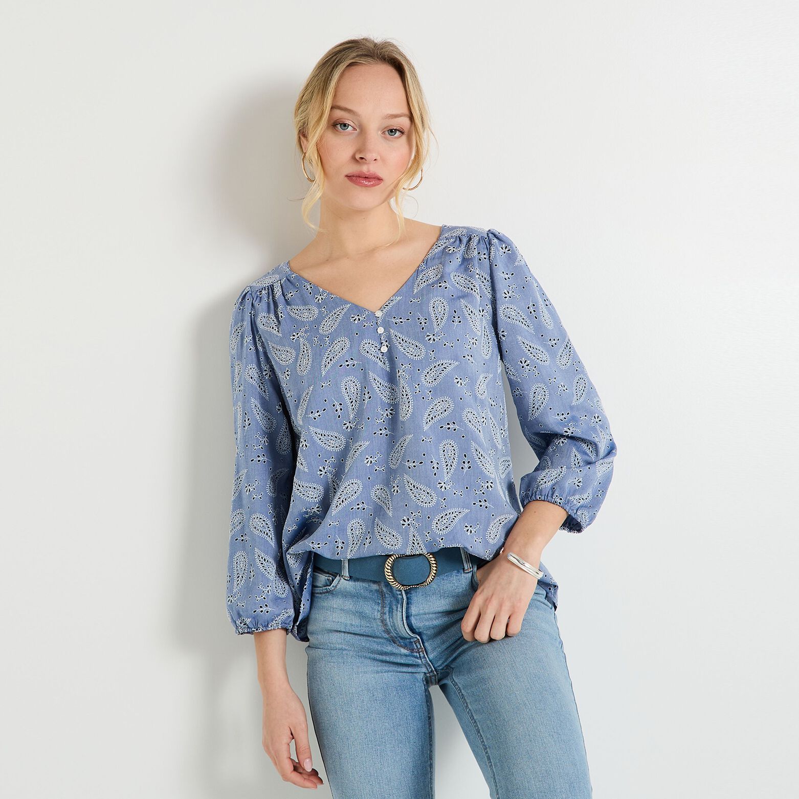 Blouse col V femme