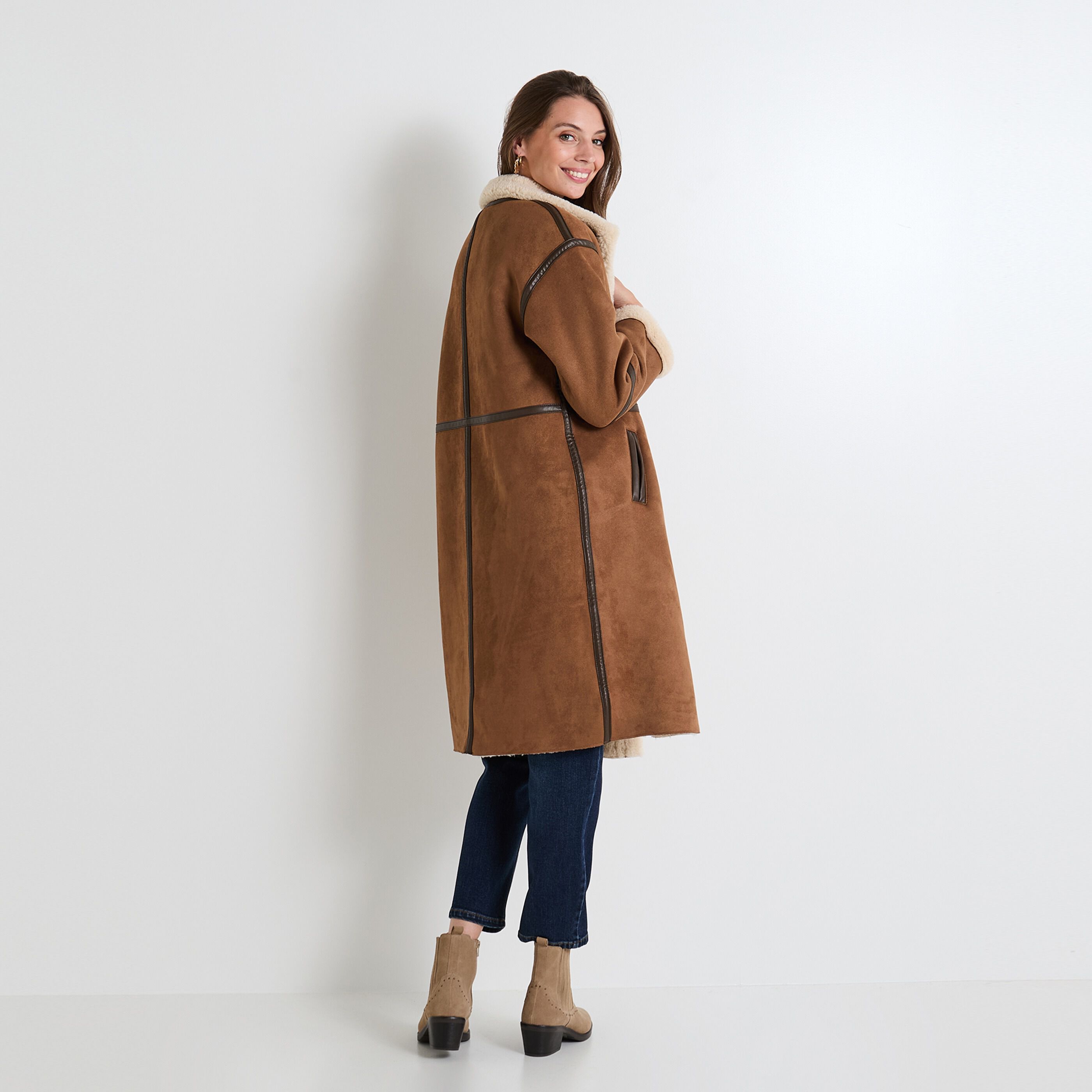 Manteau col montant femme MOKA Graindemalice
