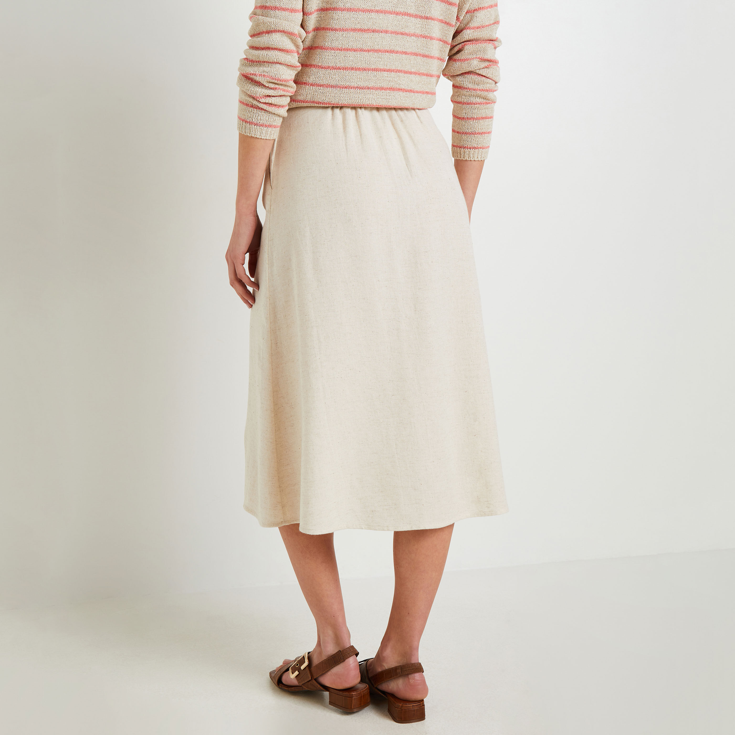 Jupe longue melange lin femme BEIGE Graindemalice