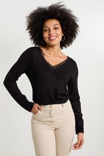 Pull col V femme