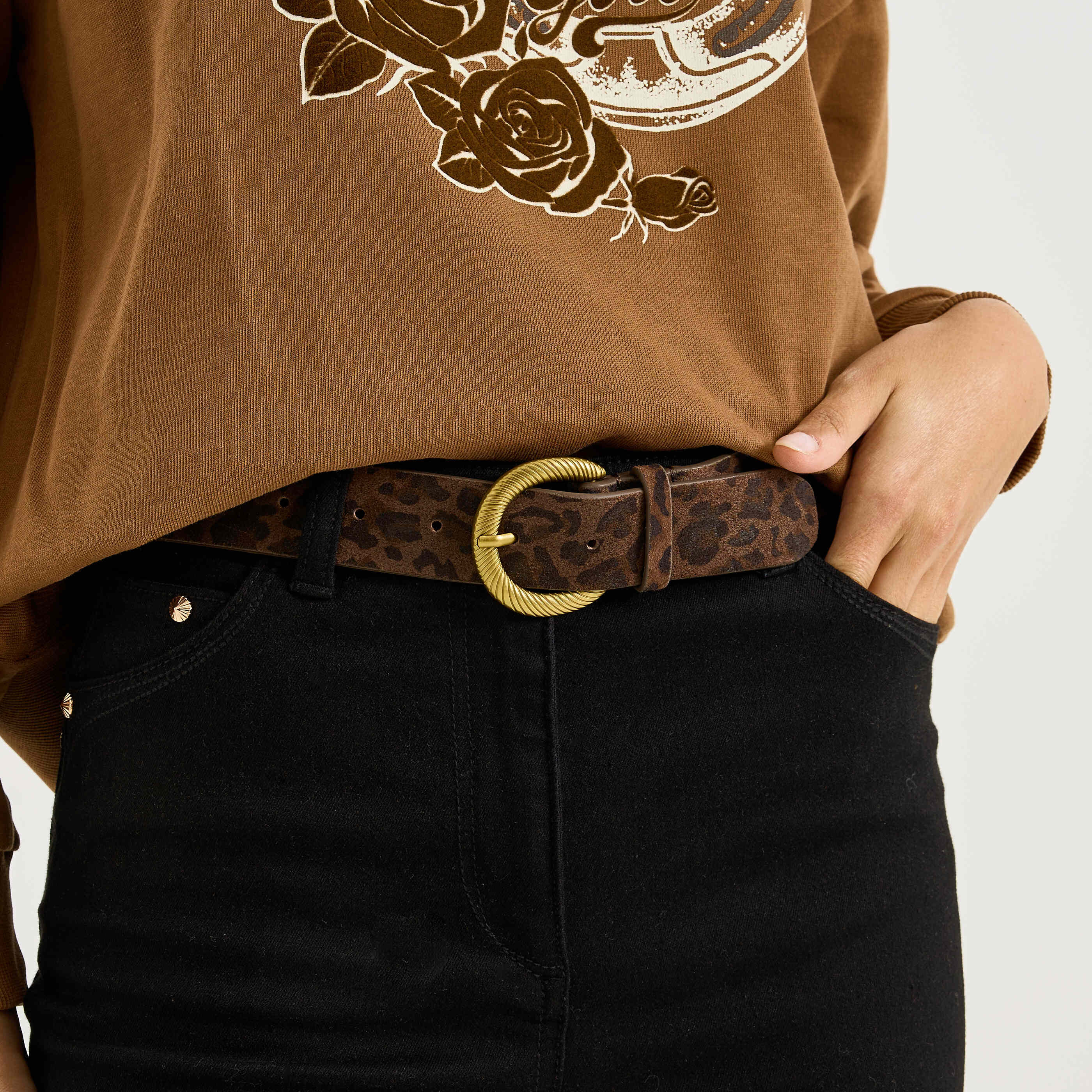 Ceinture cro&ucirc;te de cuir femme