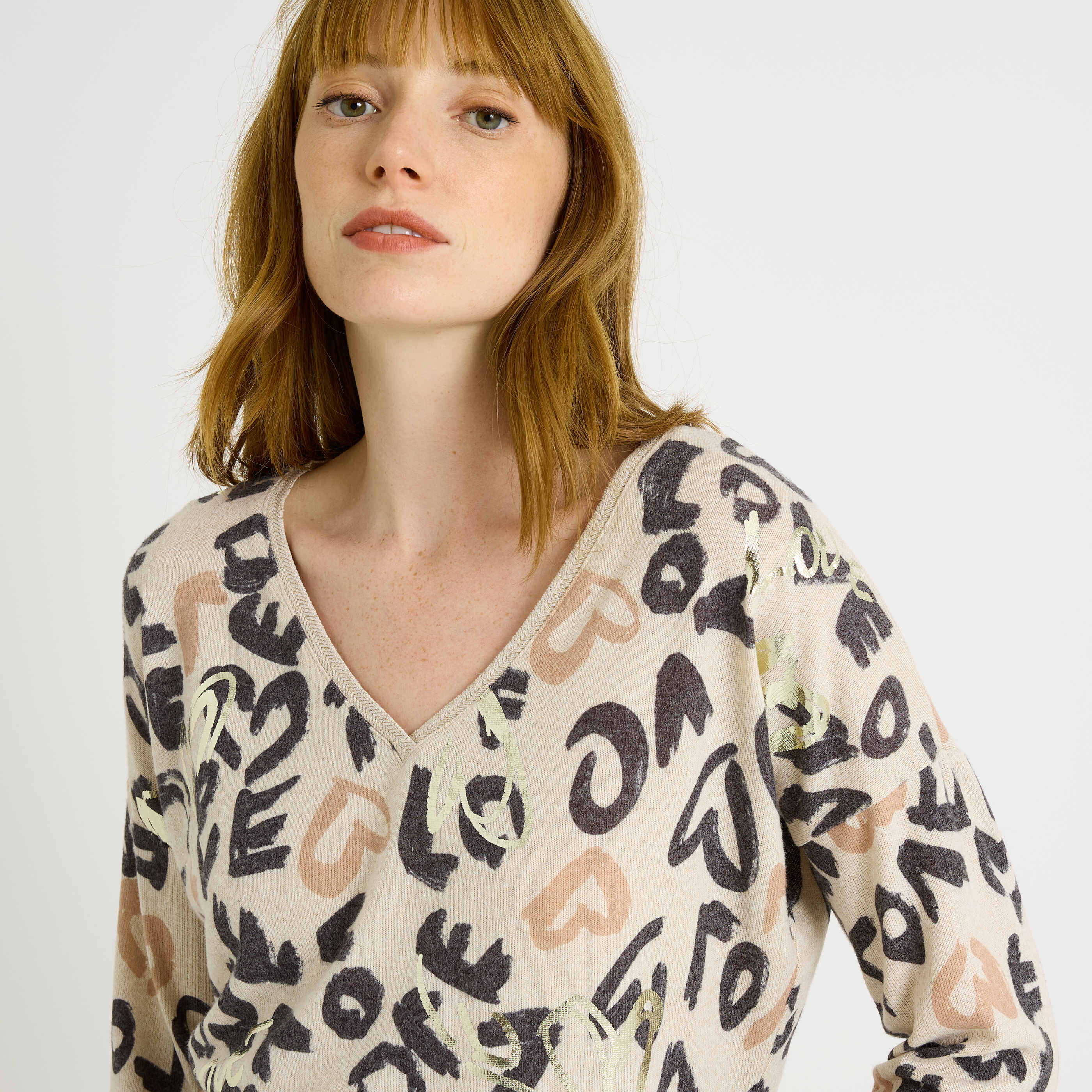 T-shirt imprim&eacute; c&oelig;ur femme